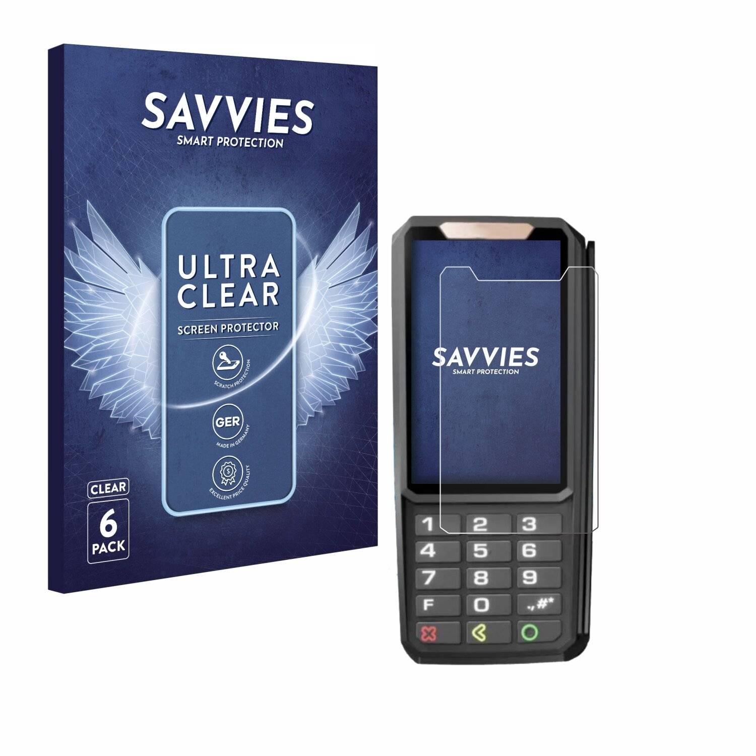 6x Savvies Displayschutz-Folie für ingenico Axium