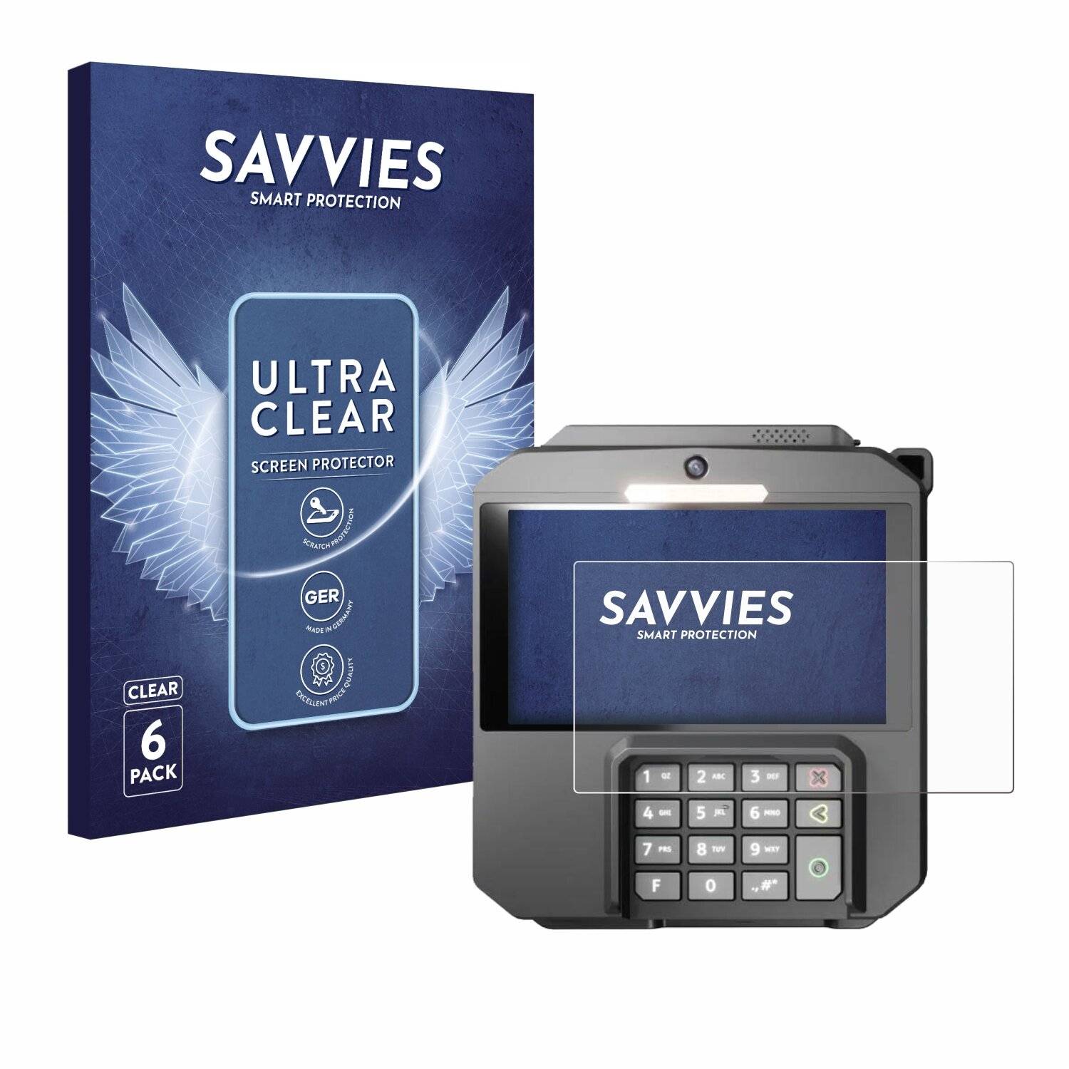 6x Savvies Displayschutz-Folie für ingenico Axium