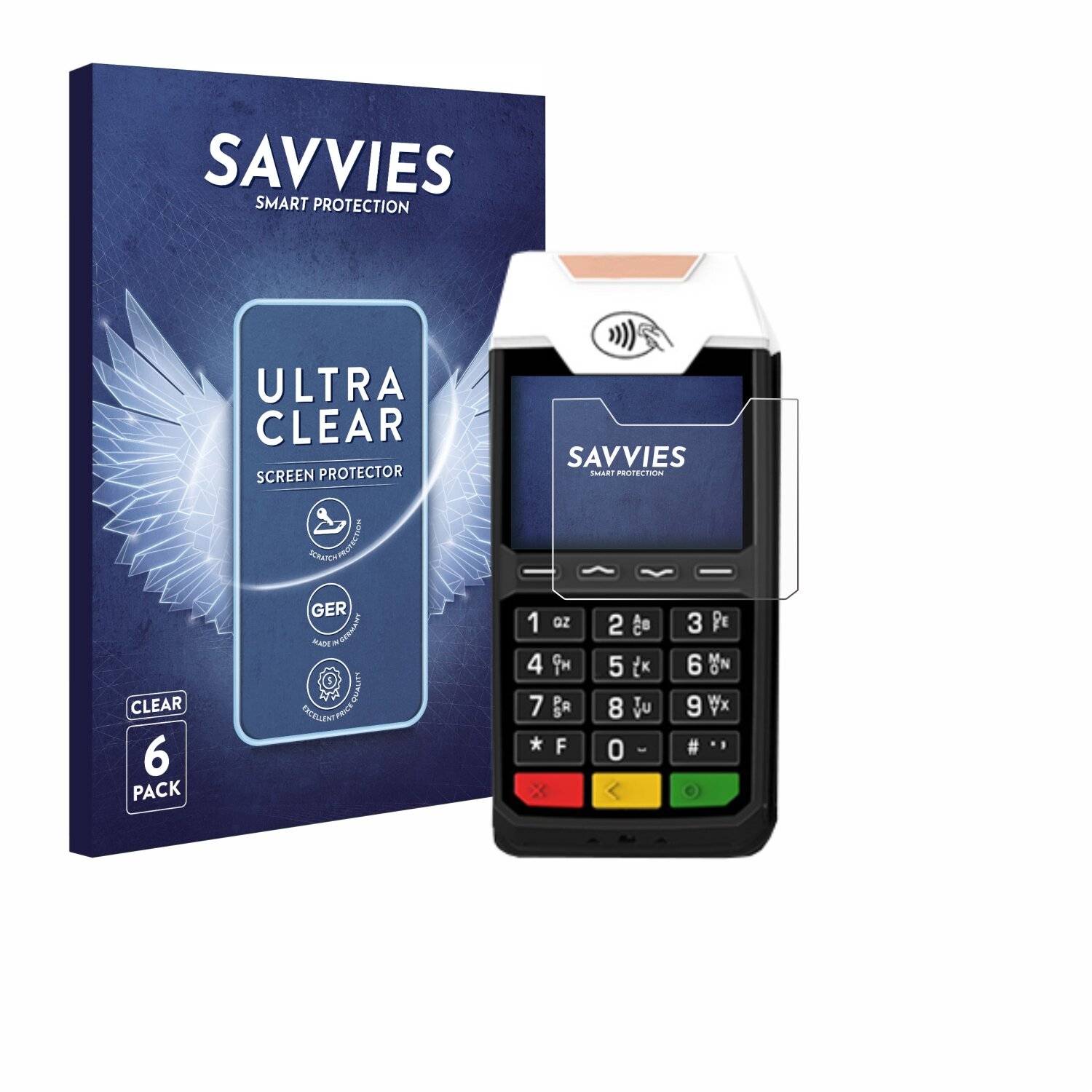 6x Savvies Displayschutz-Folie für ingenico Tetra