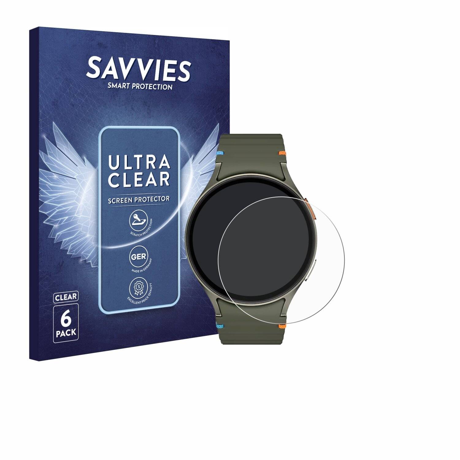 6x Savvies Displayschutz-Folie für Samsung Galaxy Watch 7 (44
