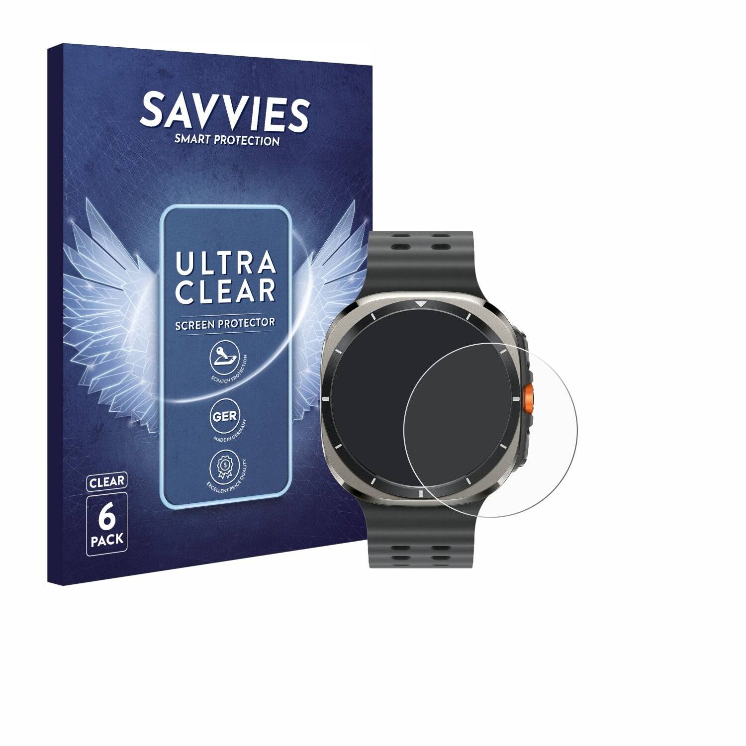 6x Savvies Displayschutz-Folie für Samsung Galaxy Watch Ultra (47