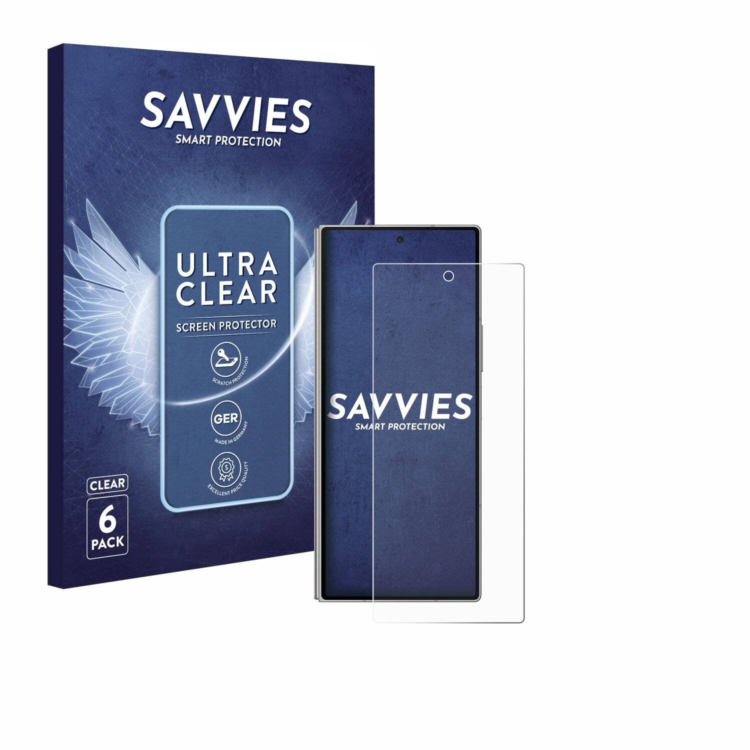 6x Savvies Displayschutz-Folie für Samsung Galaxy Z Fold 6