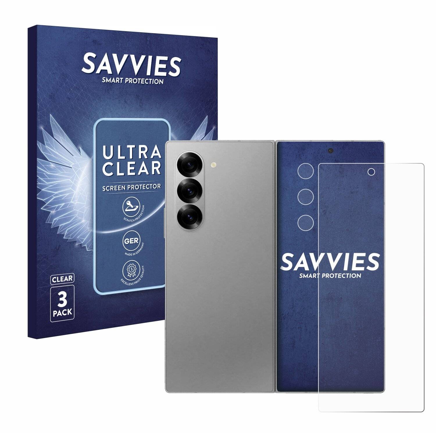 6x Savvies Displayschutz-Folie für Samsung Galaxy Z Fold 6 5G