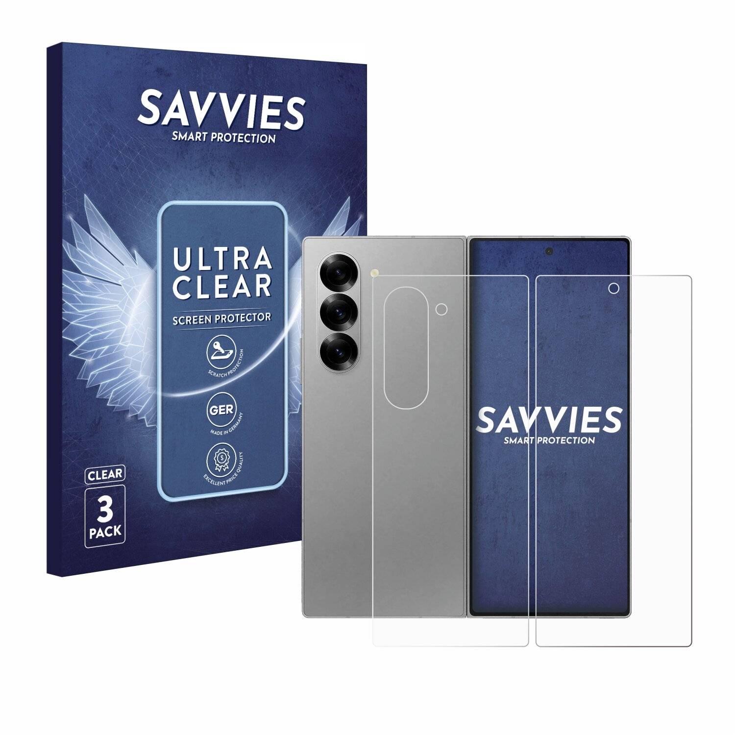 6x Savvies Displayschutz-Folie für Samsung Galaxy Z Fold 6 5G