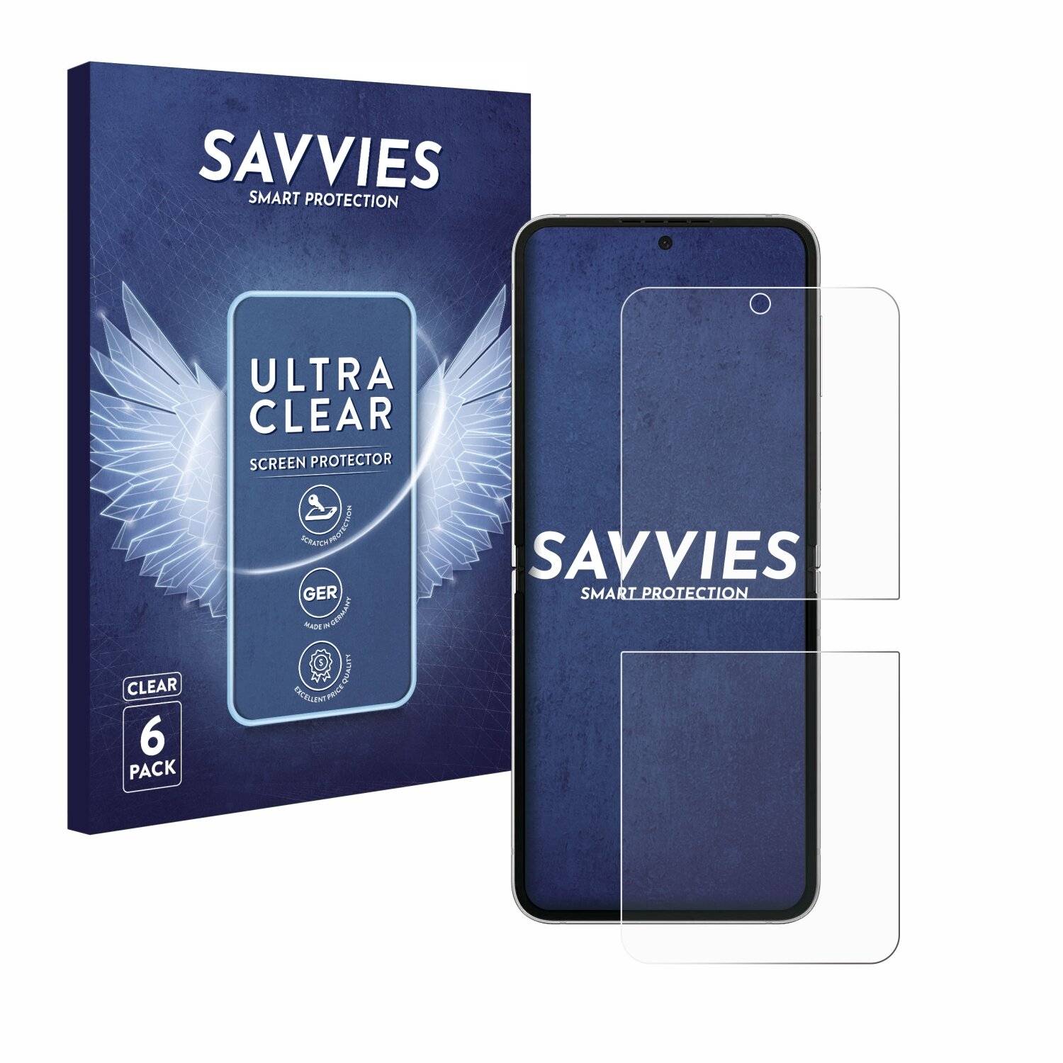 6x Savvies Displayschutz-Folie für Samsung Galaxy Z