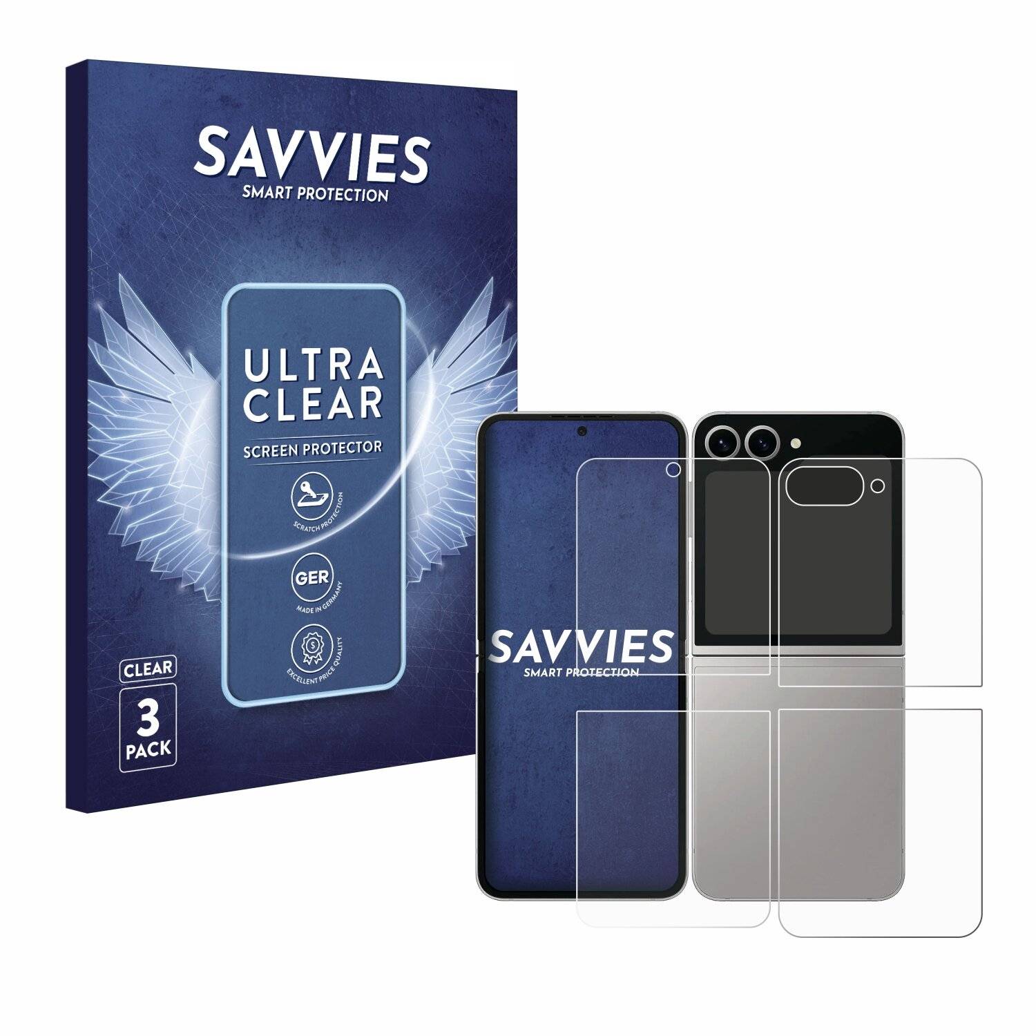 6x Savvies Displayschutz-Folie für Samsung Galaxy Z Flip6