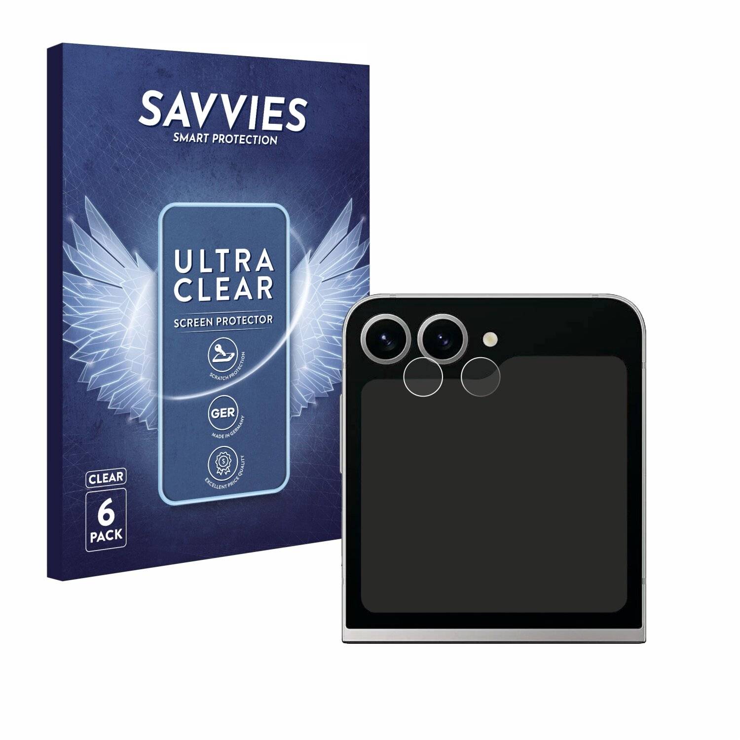 6x Savvies Displayschutz-Folie für Samsung Galaxy Z Flip6 (NUR