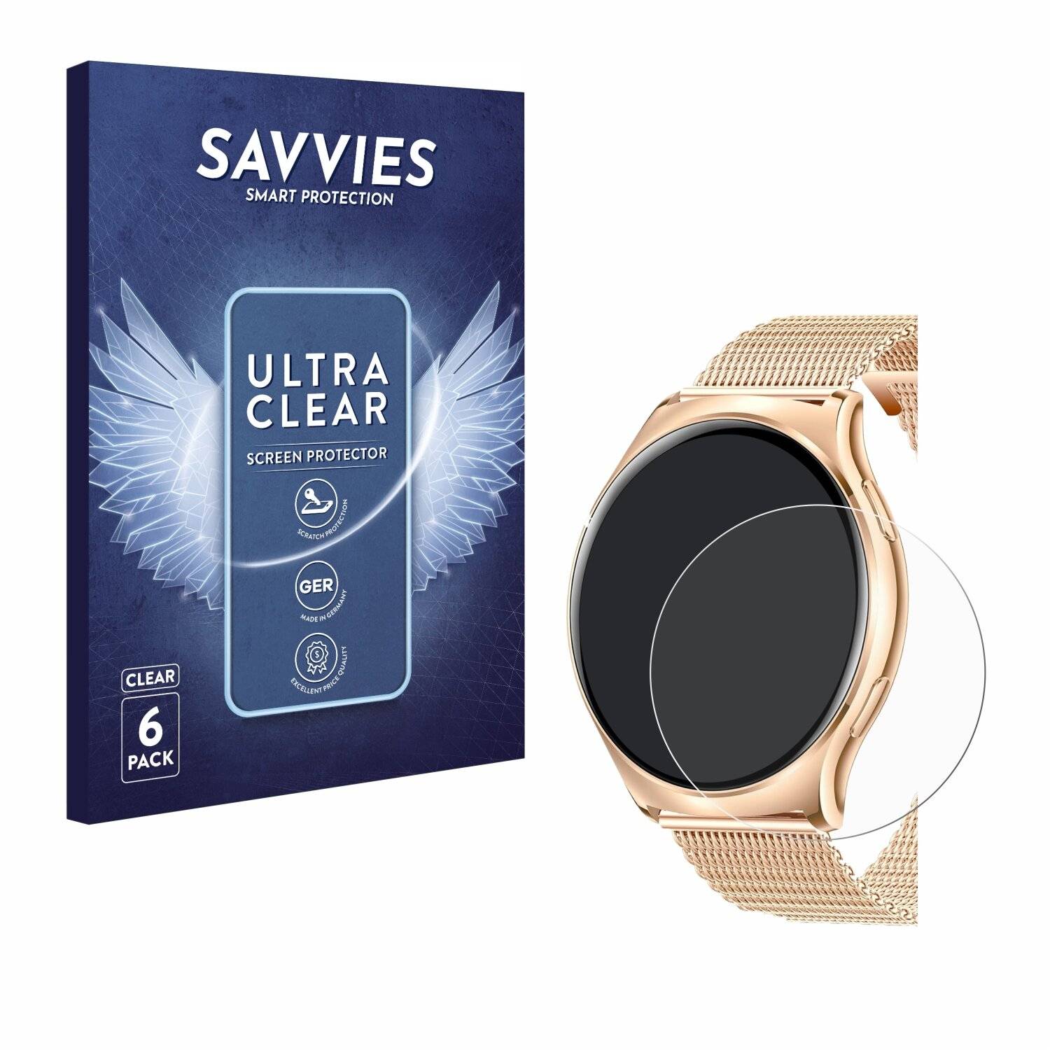 6x Savvies Displayschutz-Folie für Iaret Smartwatch