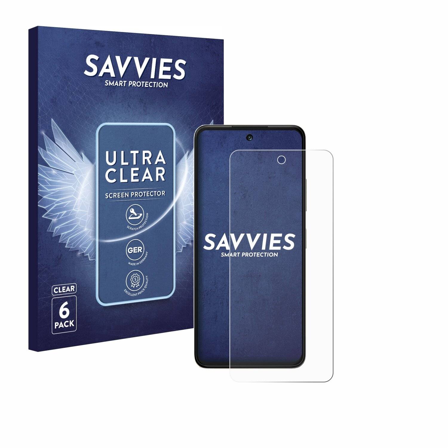 6x Savvies Displayschutz-Folie für ZTE Blade V60