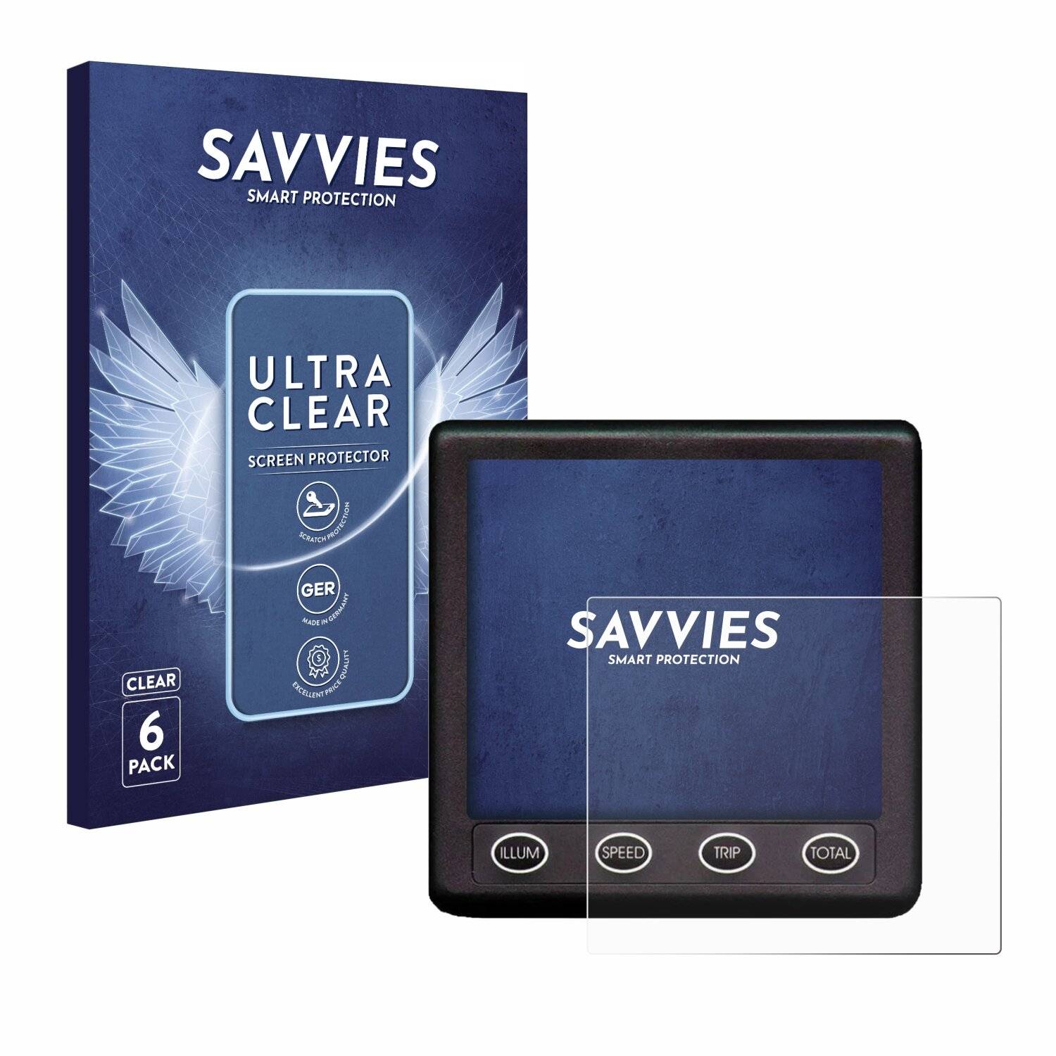 6x Savvies Displayschutz-Folie für Nasa Marine Instruments Clipper Duet