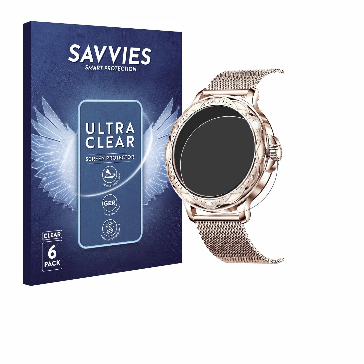 6x Savvies Displayschutz-Folie für Darmowade Smartwatch