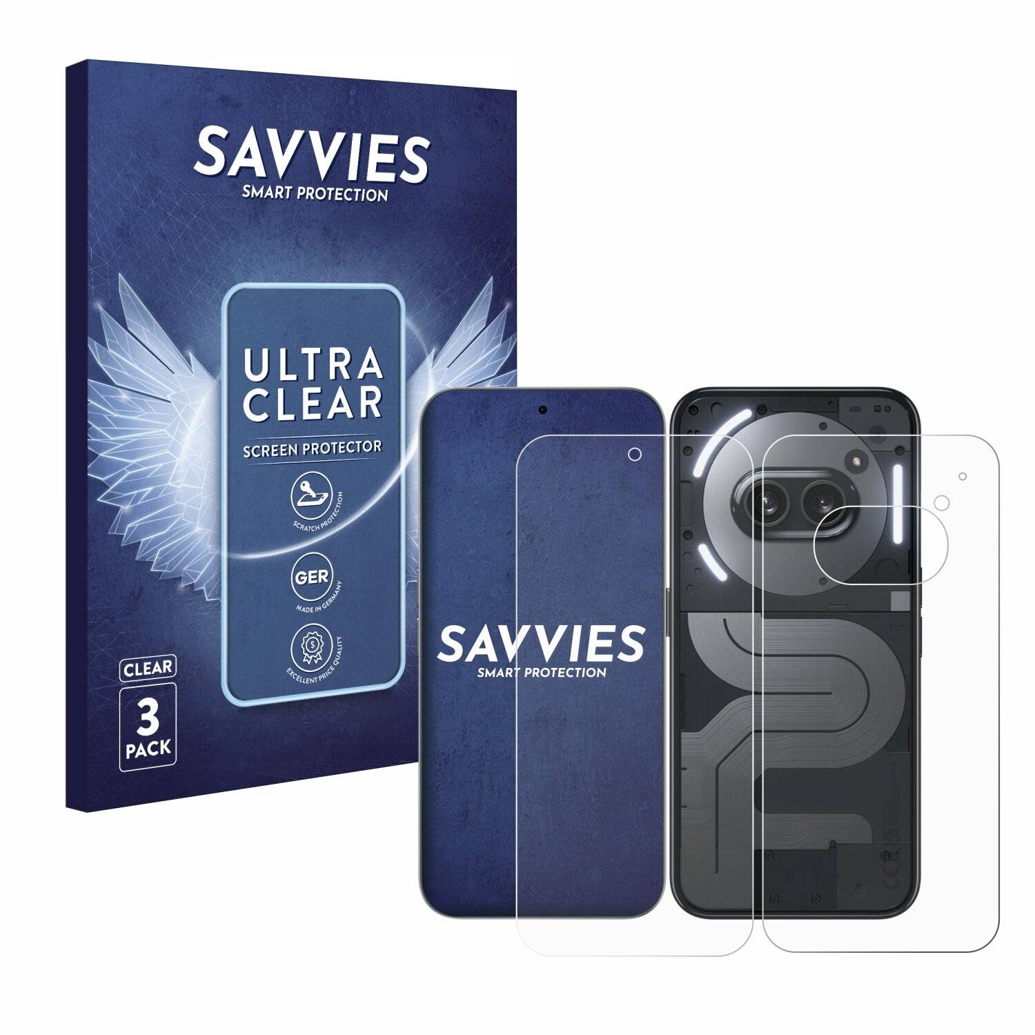 6x Savvies Displayschutz-Folie für Nothing Phone (2a) Plus