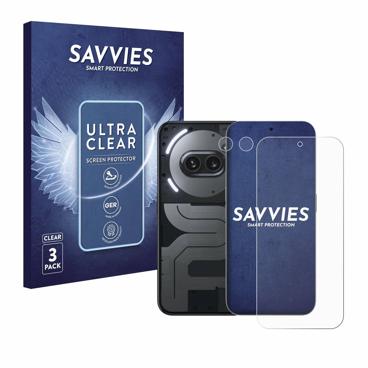 6x Savvies Displayschutz-Folie für Nothing Phone (2a) Plus
