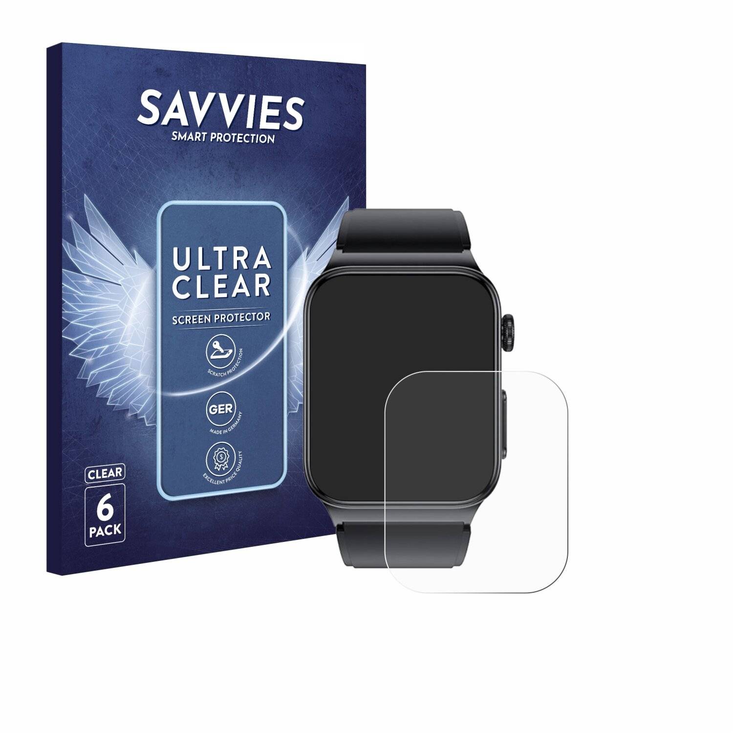 6x Savvies Displayschutz-Folie für andoer Smartwatch