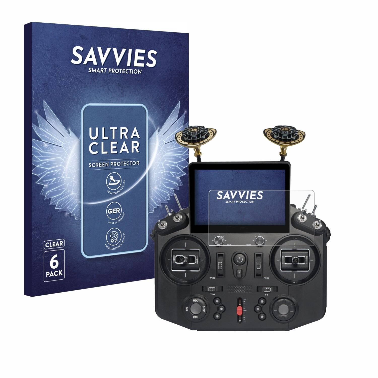 6x Savvies Displayschutz-Folie für FrSky Tandem X20