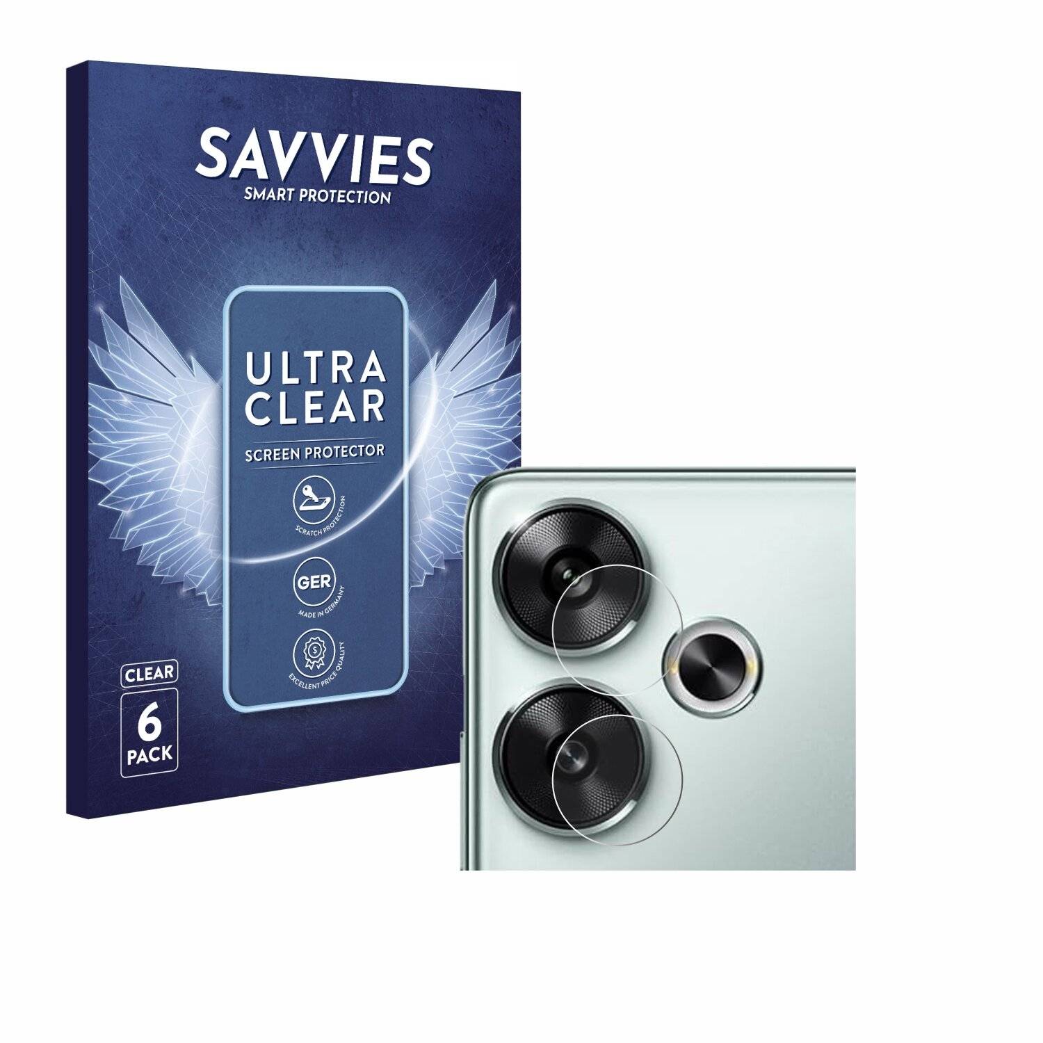 6x Savvies Displayschutz-Folie für Xiaomi Poco F6 (nur