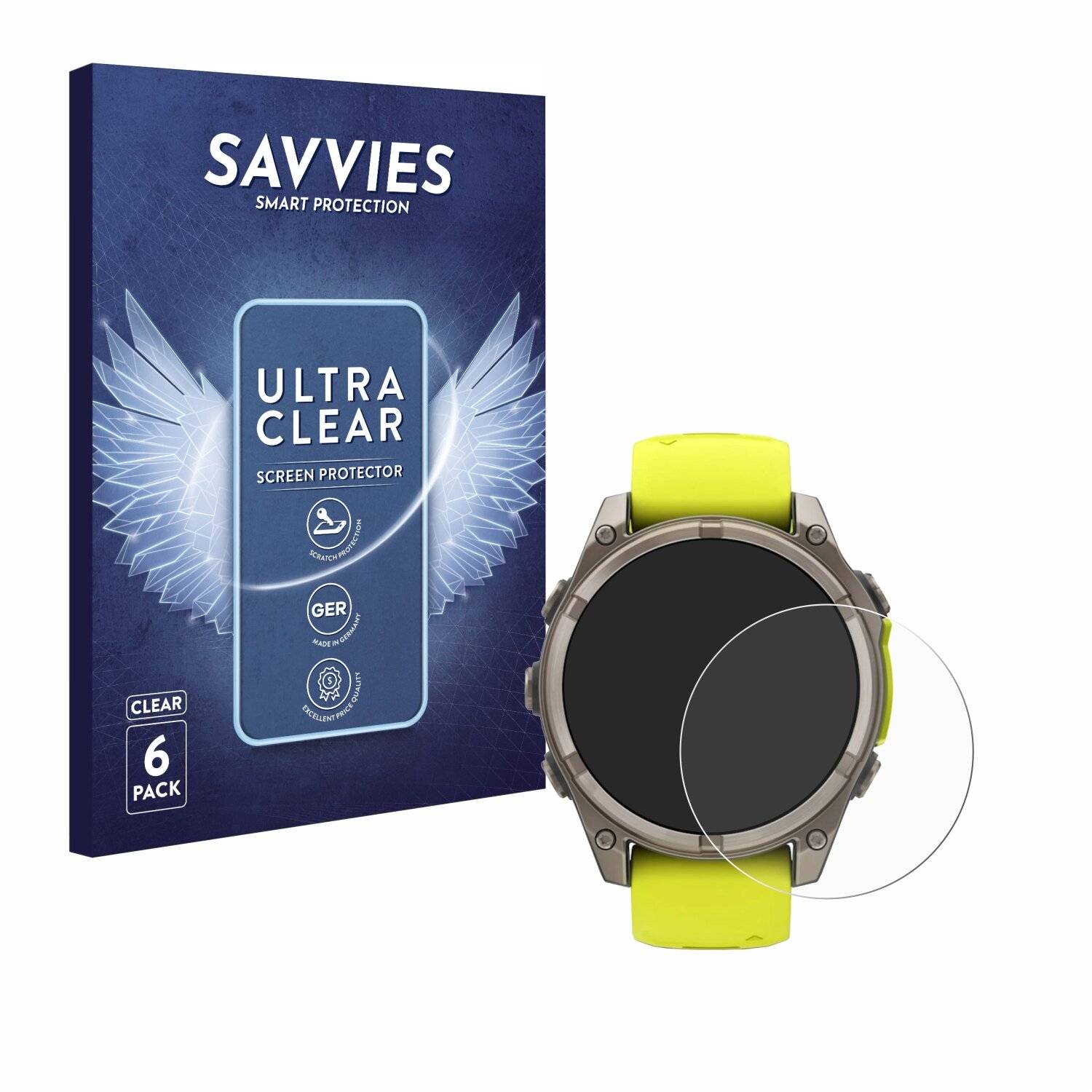 6x Savvies Displayschutz-Folie für Garmin Fenix 8 Solar (47