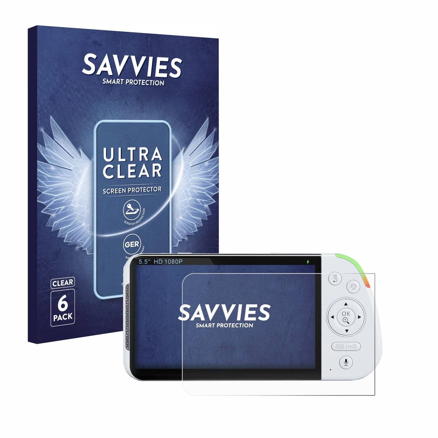 6x Savvies Displayschutz-Folie für Babysense MaxView-2CAM