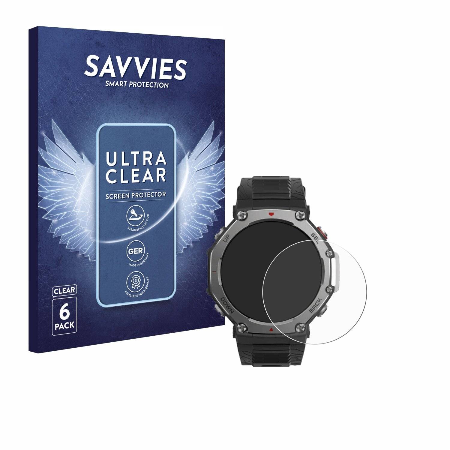 6x Savvies Displayschutz-Folie für Huami Amazfit T-Rex