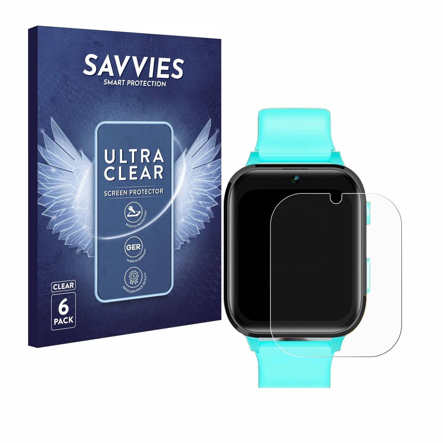 6x Savvies Displayschutz-Folie für Clleylise Kids Smartwatch