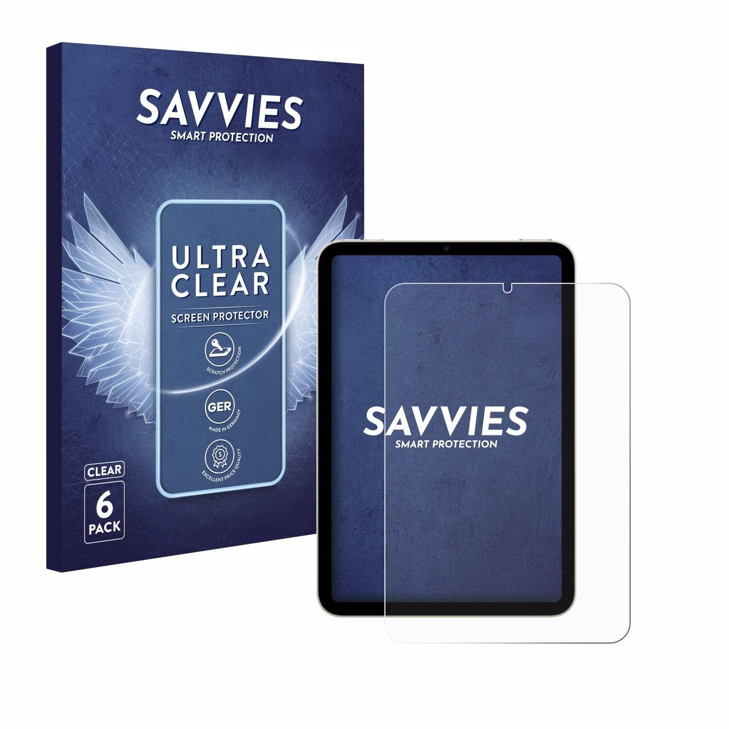 6x Savvies Displayschutz-Folie für Apple iPad Mini 7 WiFi