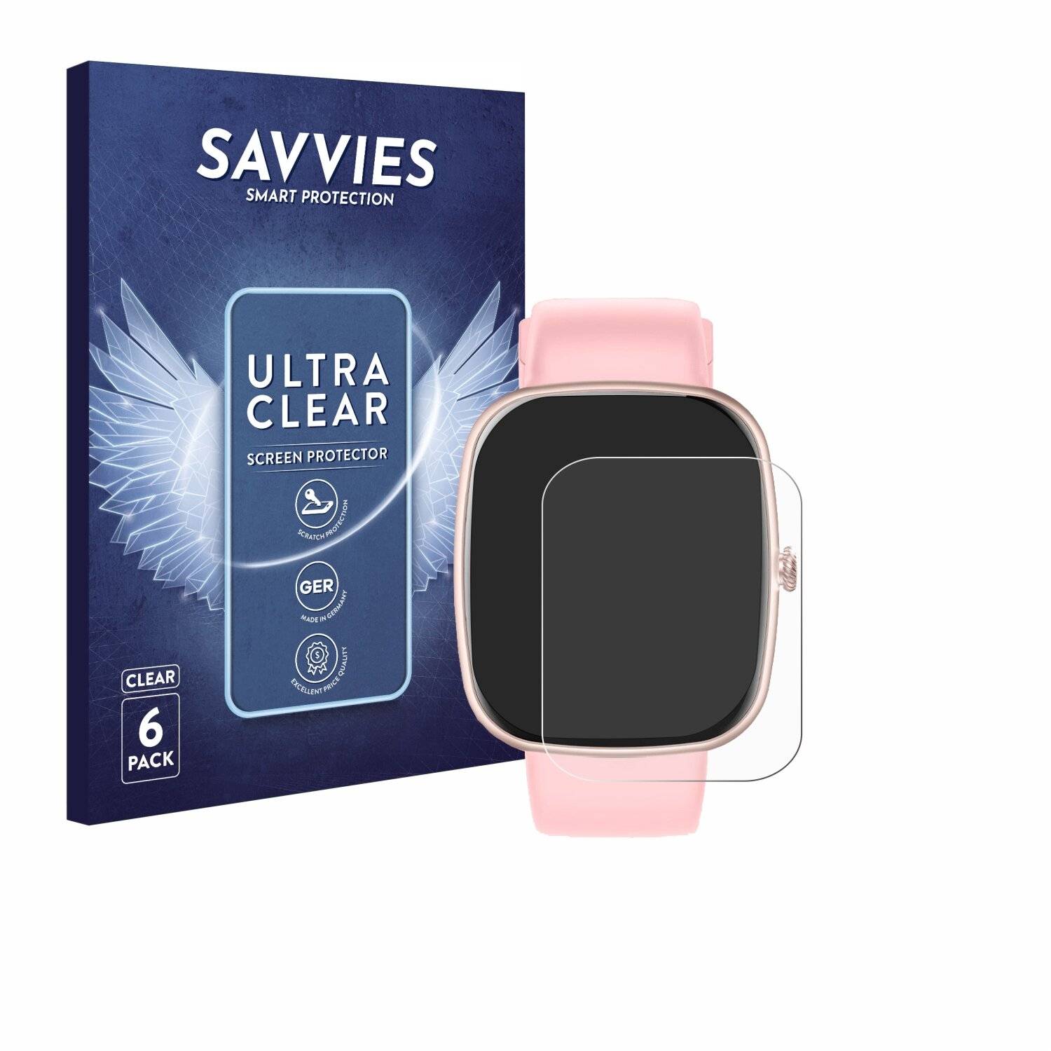 6x Savvies Displayschutz-Folie für Yuede Smartwatch