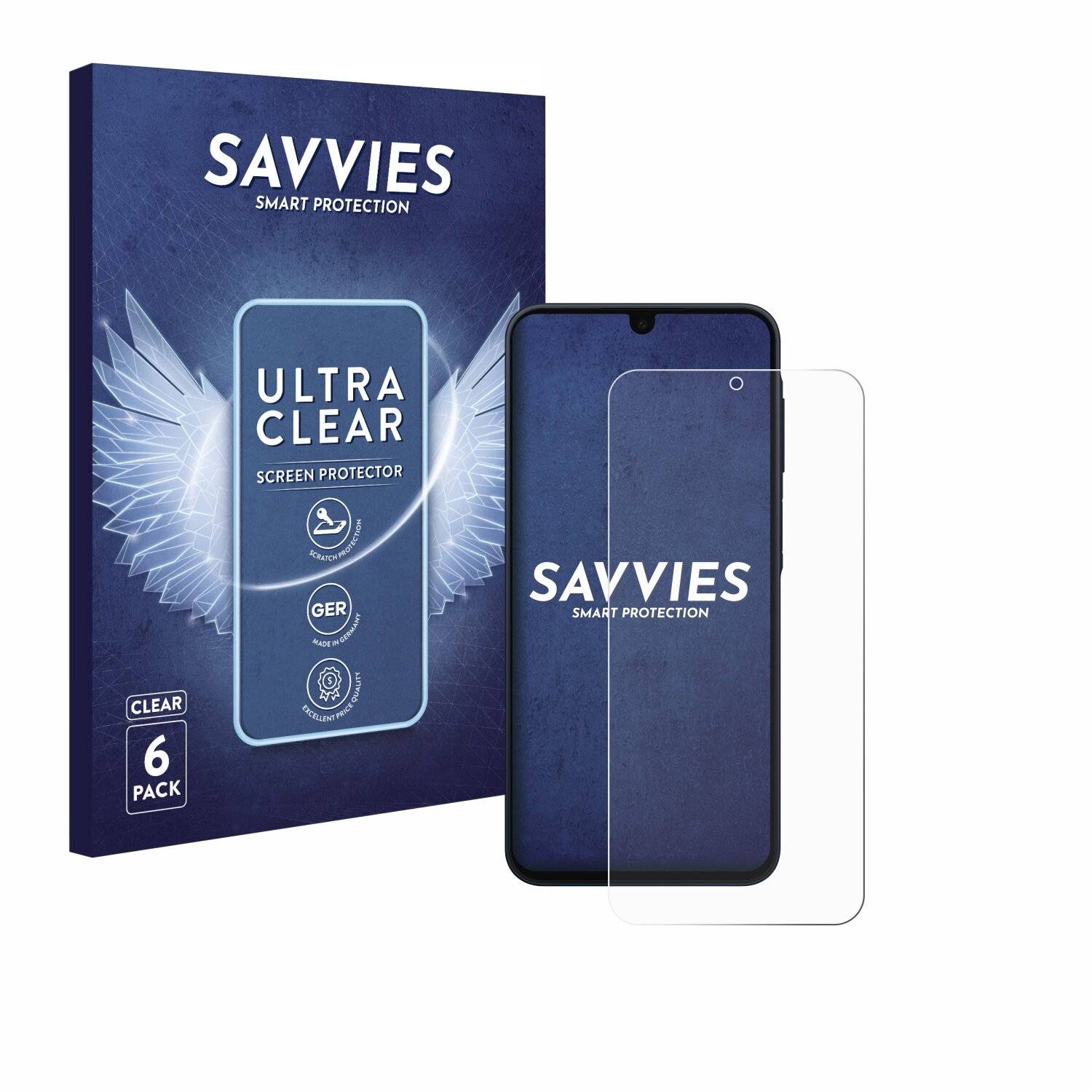 6x Savvies Displayschutz-Folie für Samsung Galaxy A16