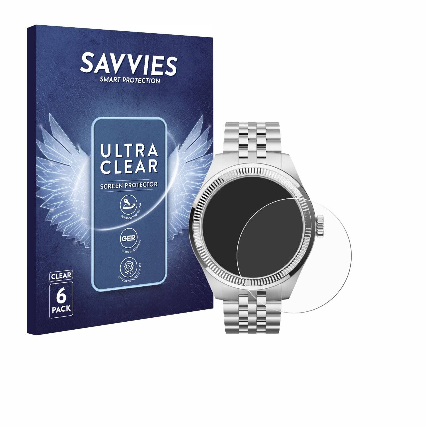 6x Savvies Displayschutz-Folie für Withings ScanWatch Nova Brilliant (39