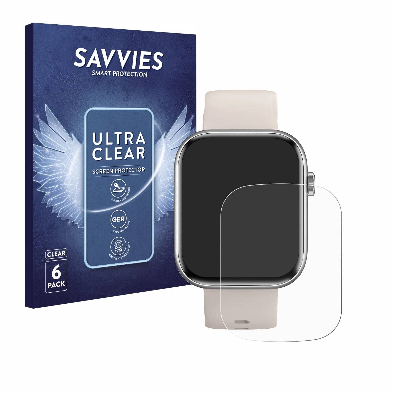 6x Savvies Displayschutz-Folie für RAYOFI Smartwatch