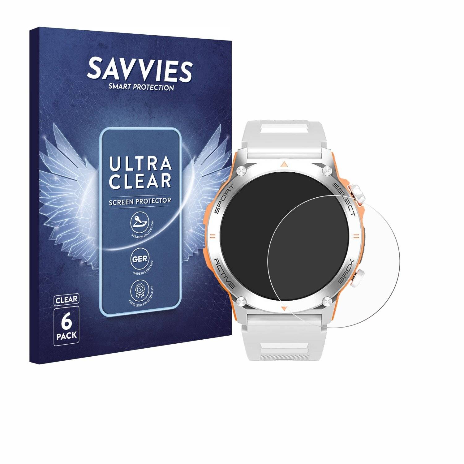 6x Savvies Displayschutz-Folie für RAYOFI Smartwatch
