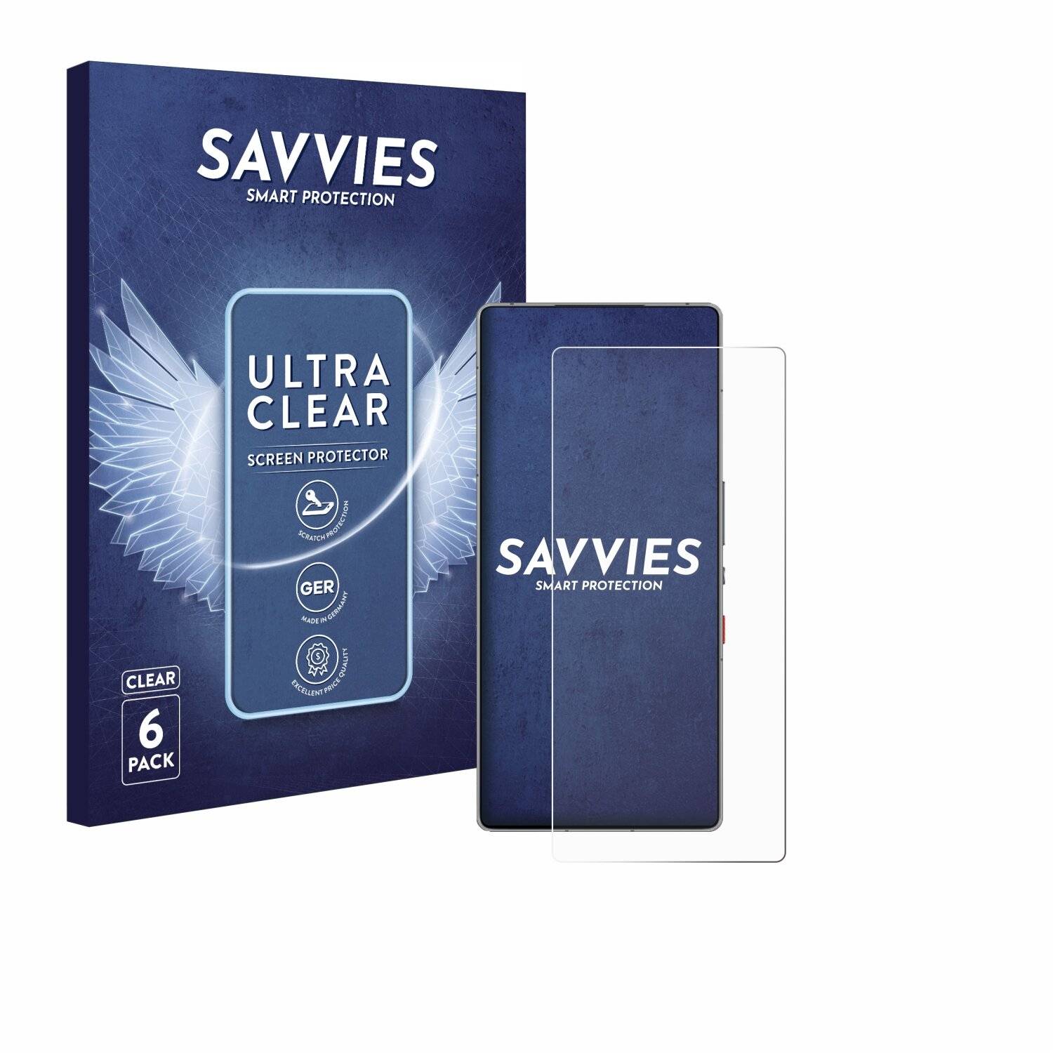 6x Savvies Displayschutz-Folie für ZTE Nubia Red Magic 10