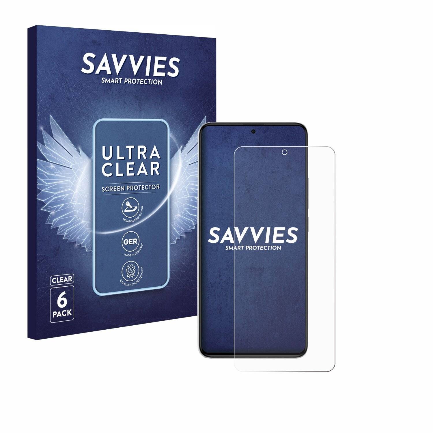 6x Savvies Displayschutz-Folie für Xiaomi Redmi K60