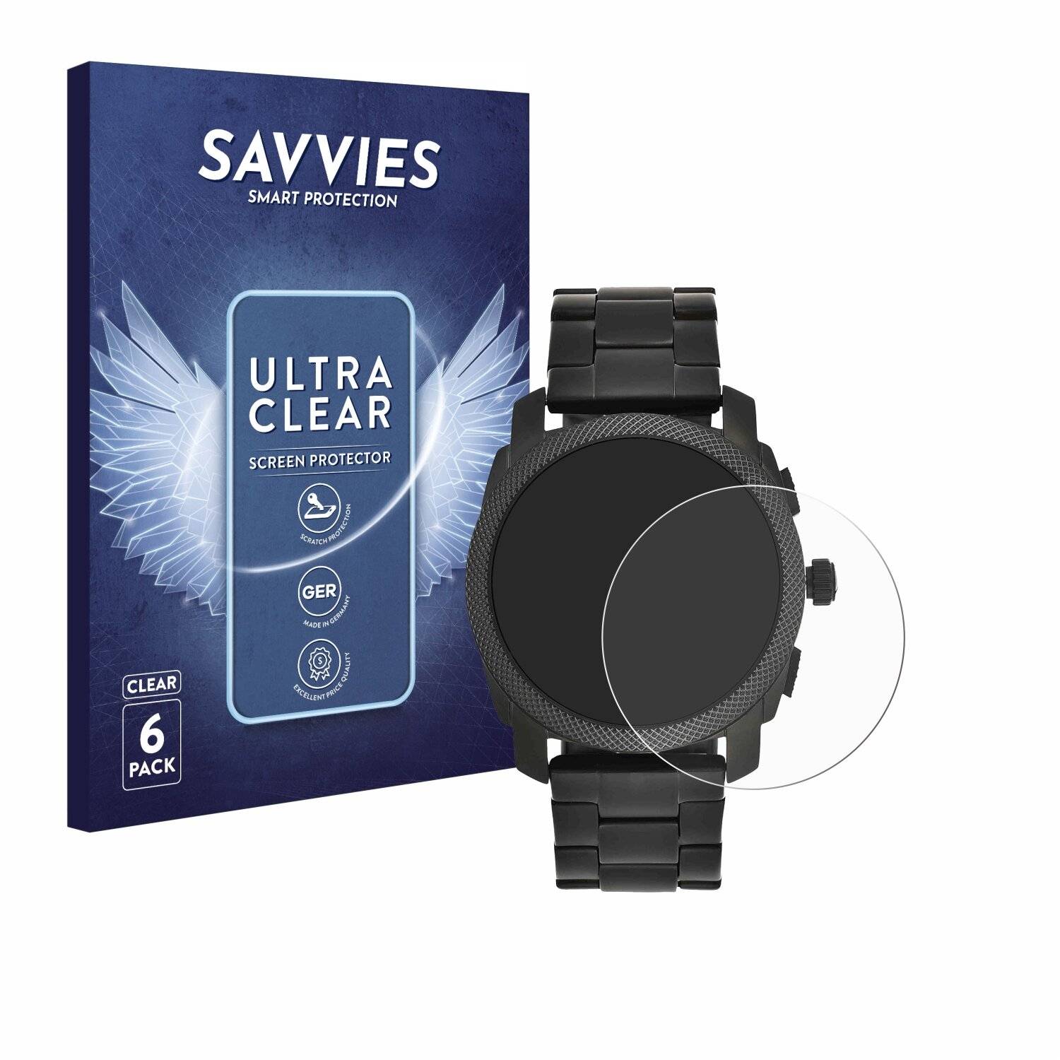 6x Savvies Displayschutz-Folie für Fossil Chronograph
