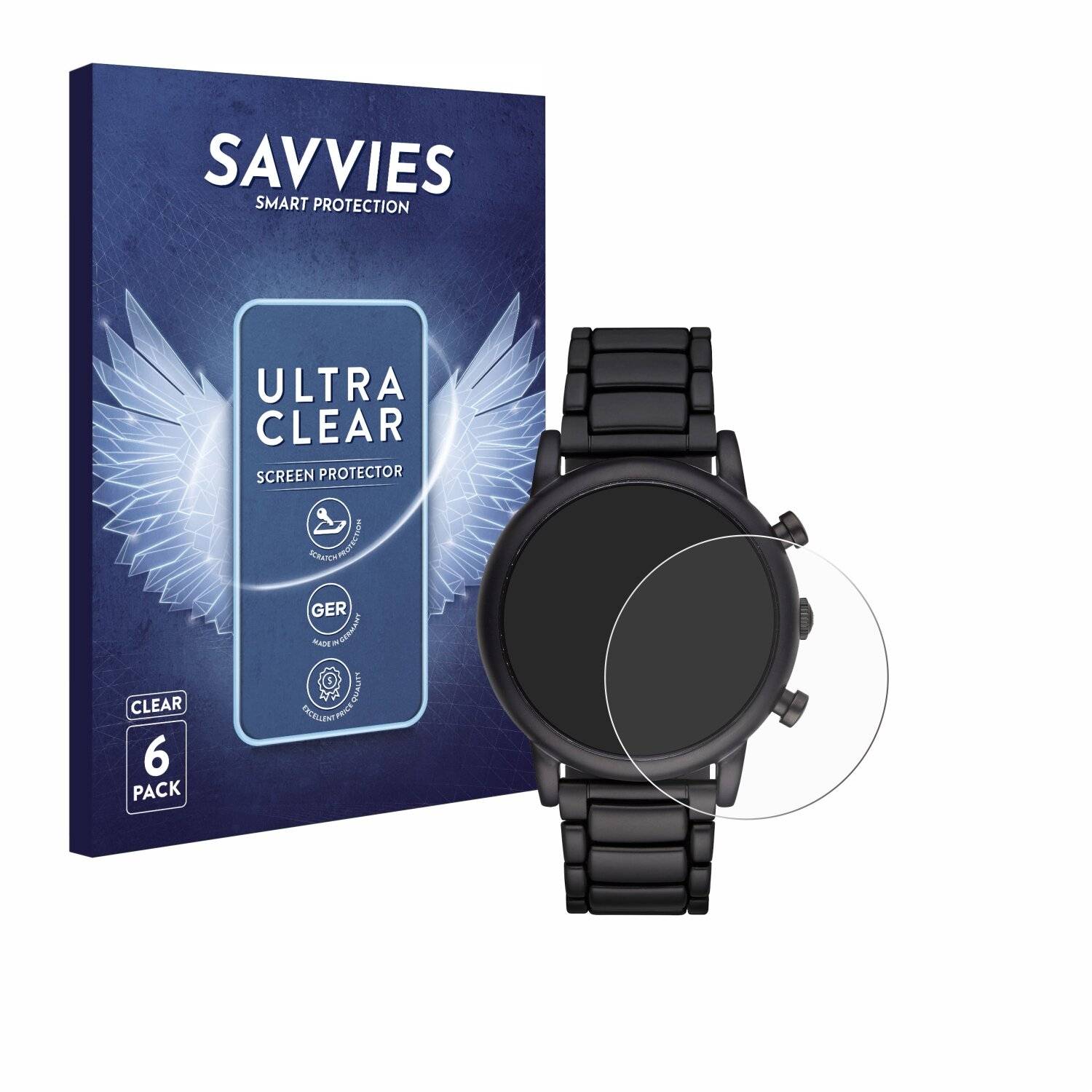 6x Savvies Displayschutz-Folie für Emporio Armani Chronograph