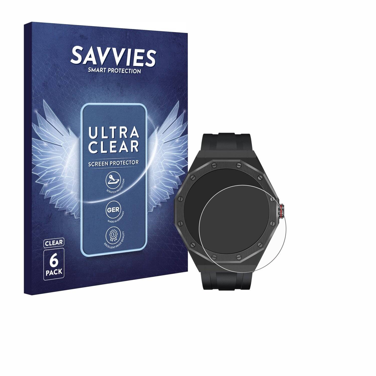 6x Savvies Displayschutz-Folie für Kiano Watch