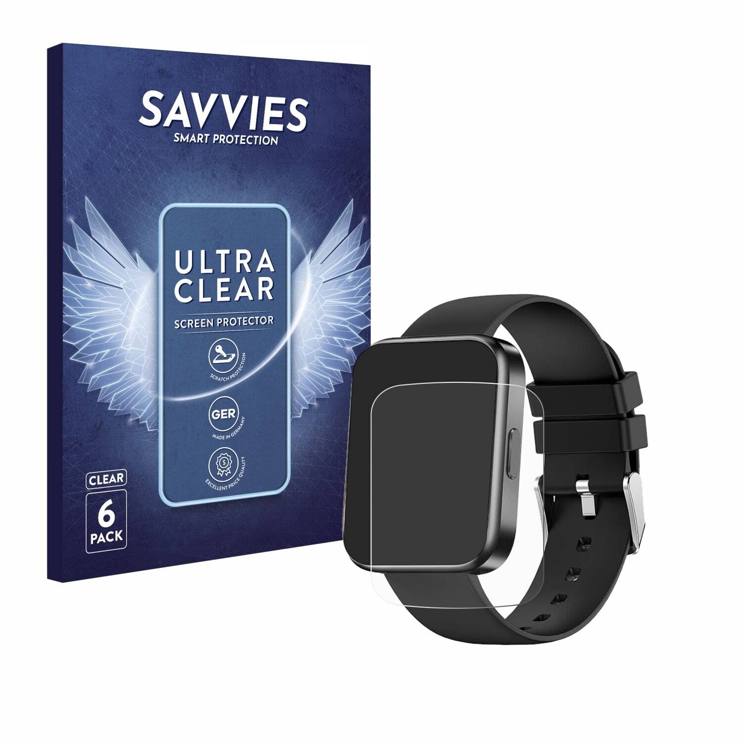 6x Savvies Displayschutz-Folie für Findtime Y20 Pro Black
