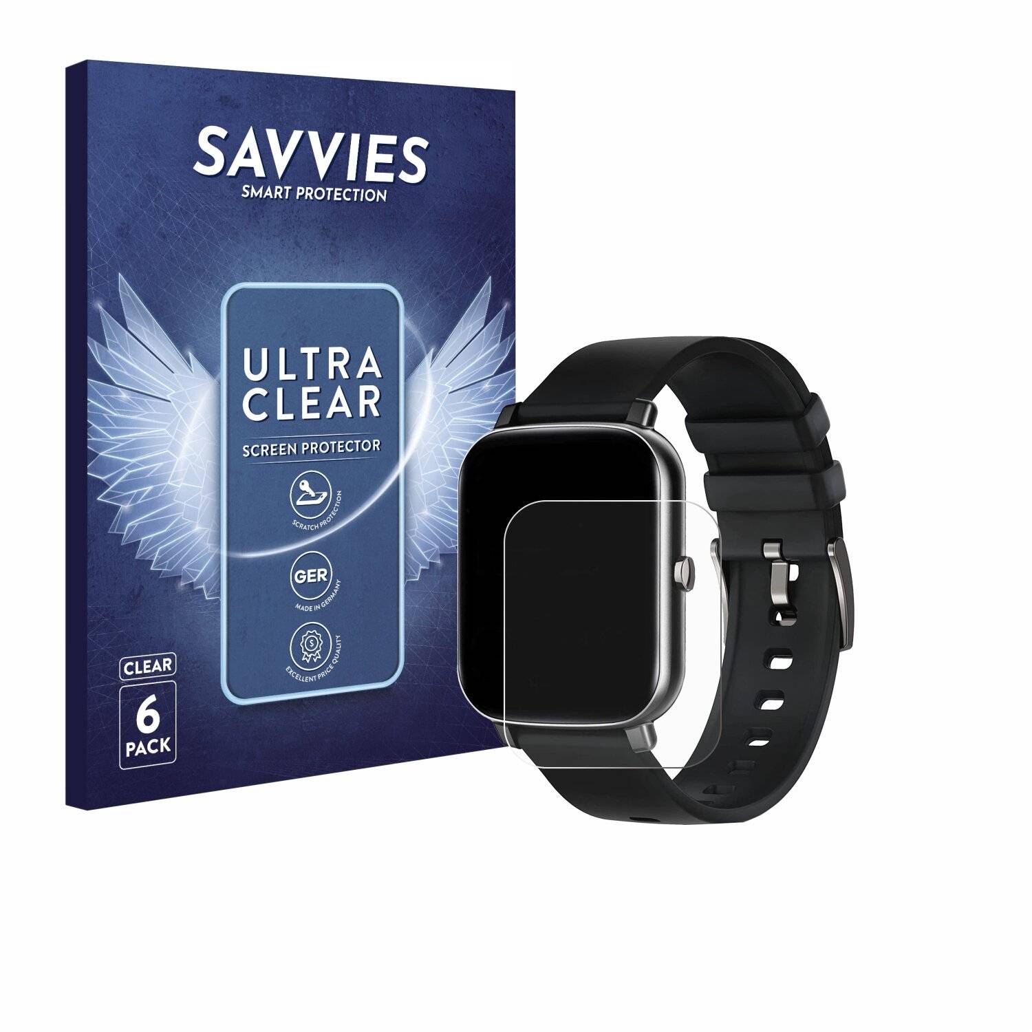 6x Savvies Displayschutz-Folie für Ibettertec Smartwatch