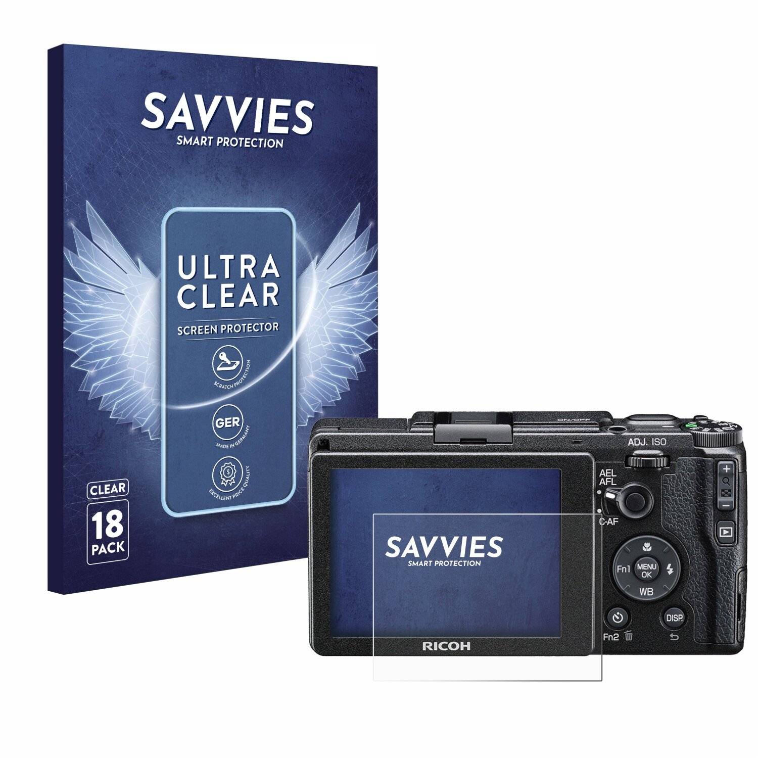 18x Savvies Displayschutz-Folie für Ricoh GR II