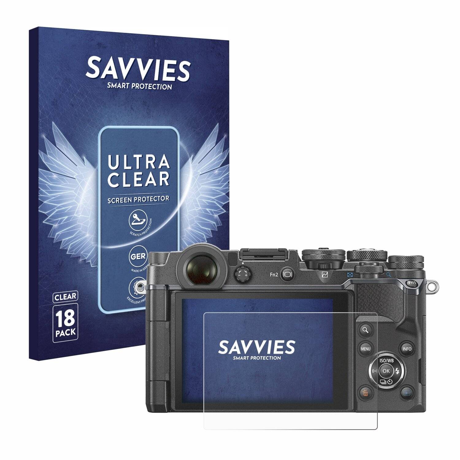 18x Savvies Displayschutz-Folie für Olympus