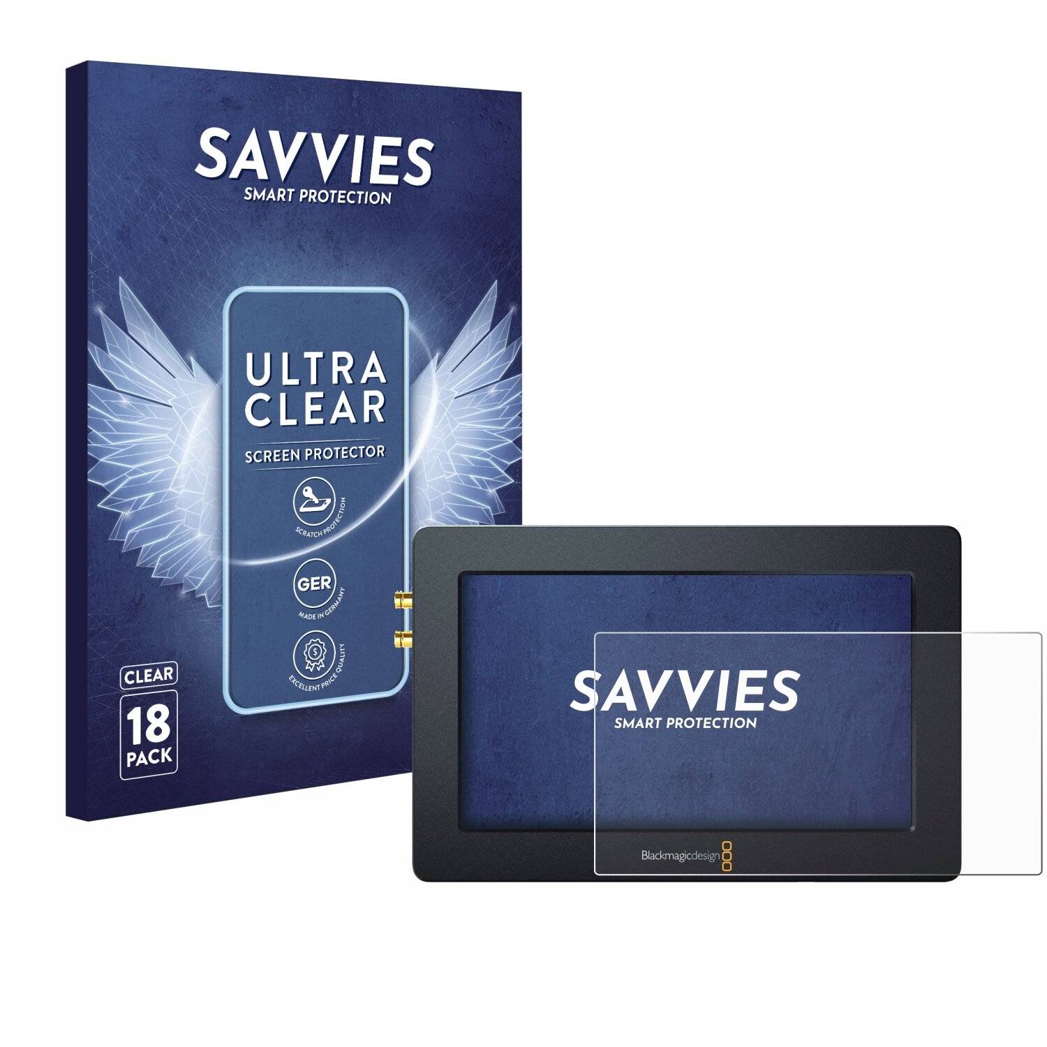 18x Savvies Displayschutz-Folie für Blackmagic Design Blackmagic Video Assist 4K