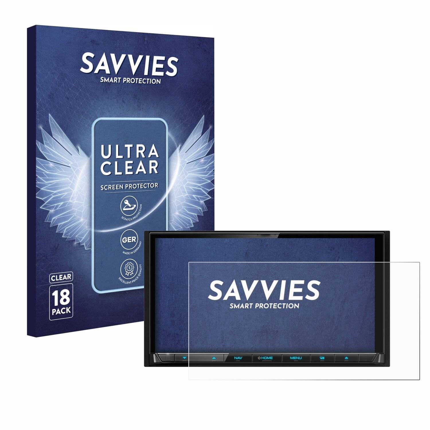 18x Savvies Displayschutz-Folie für Kenwood