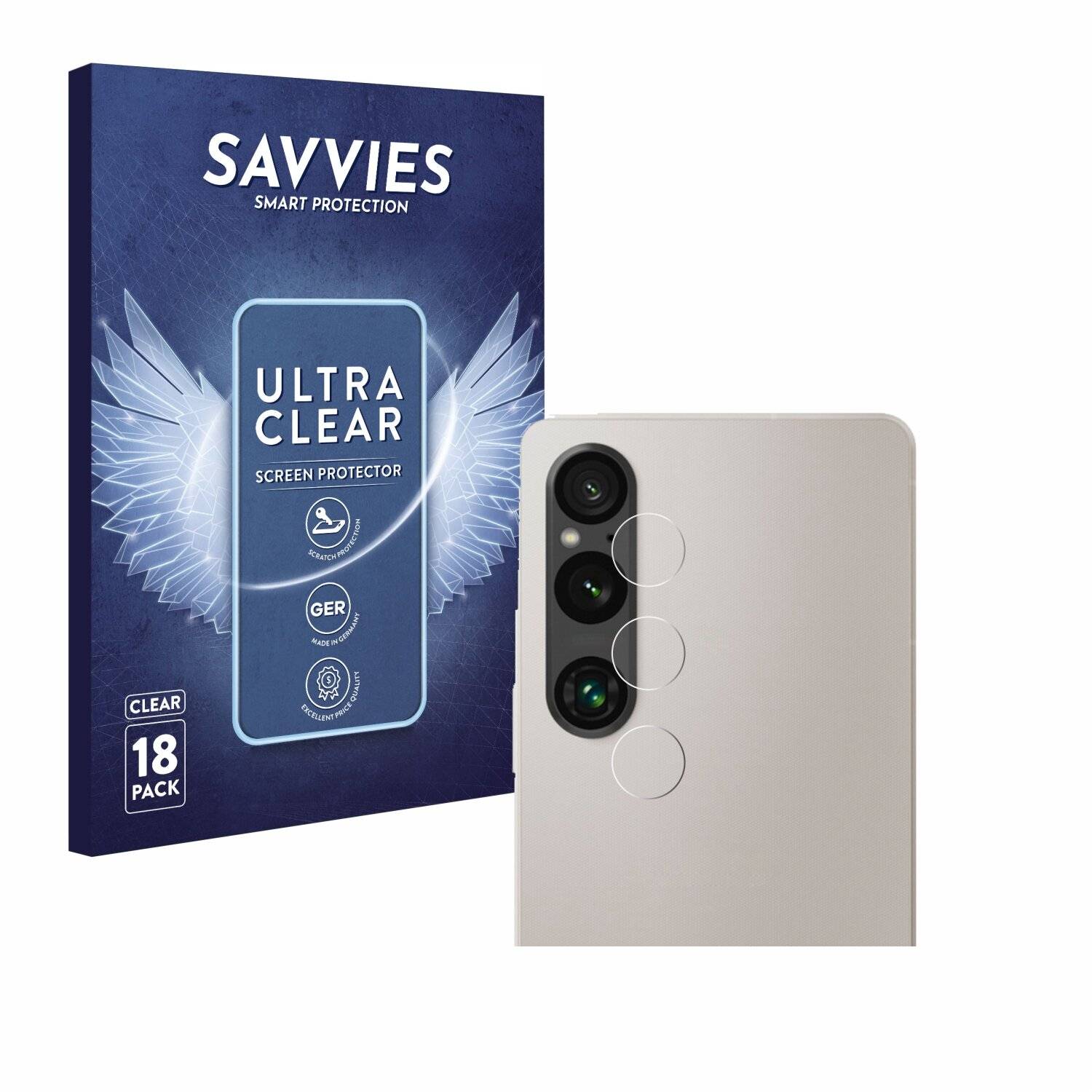 18x Savvies Displayschutz-Folie für Sony Xperia 1 V (NUR