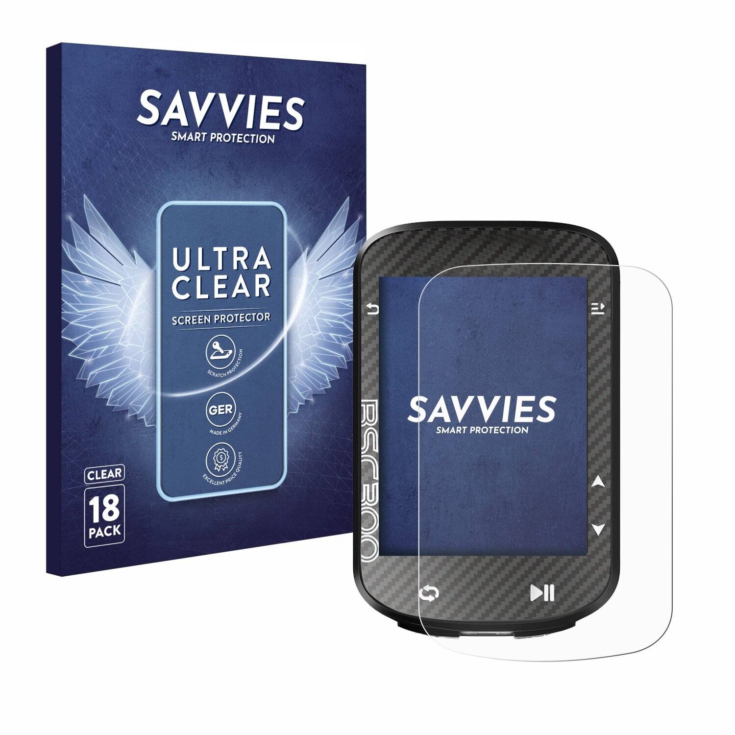 18x Savvies Displayschutz-Folie für igpsport