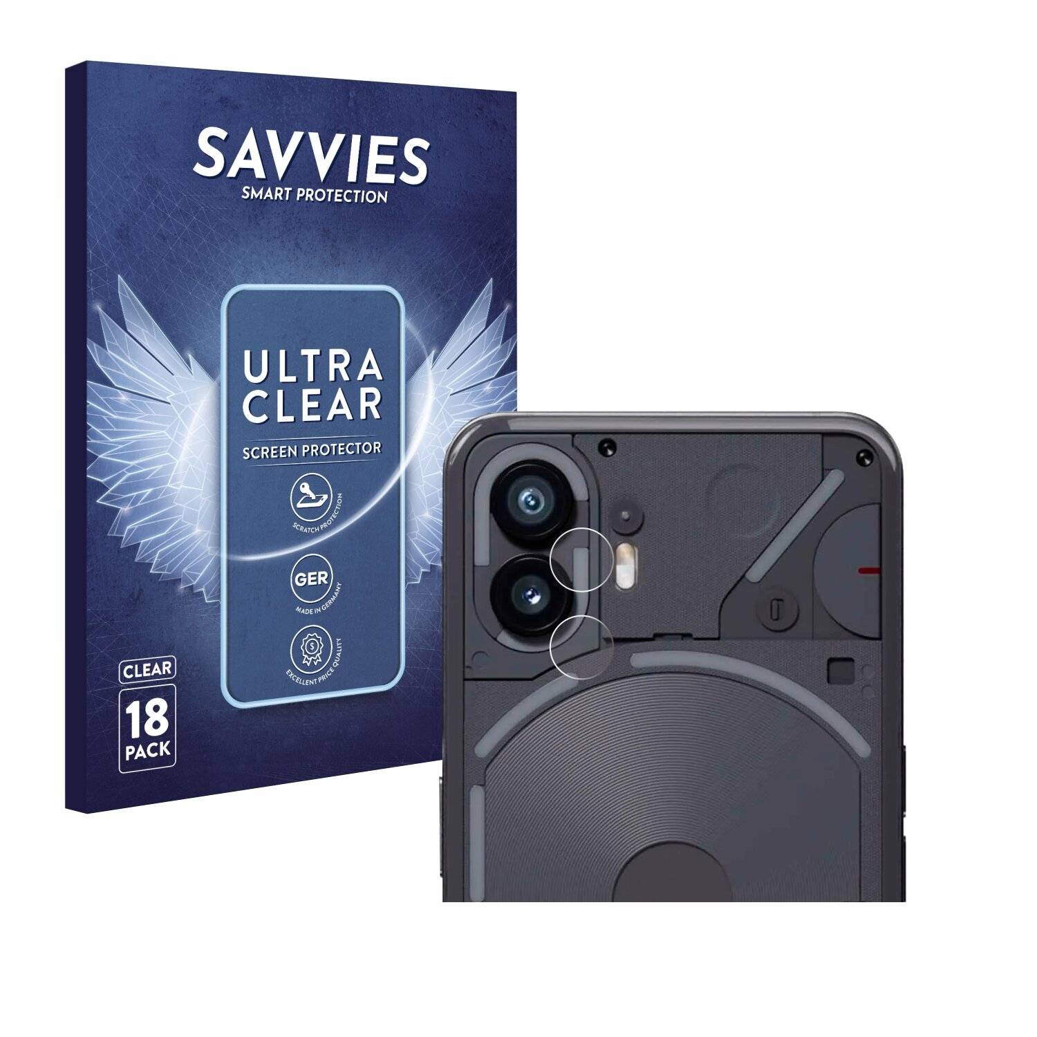 18x Savvies Displayschutz-Folie für Nothing Phone (2) (NUR