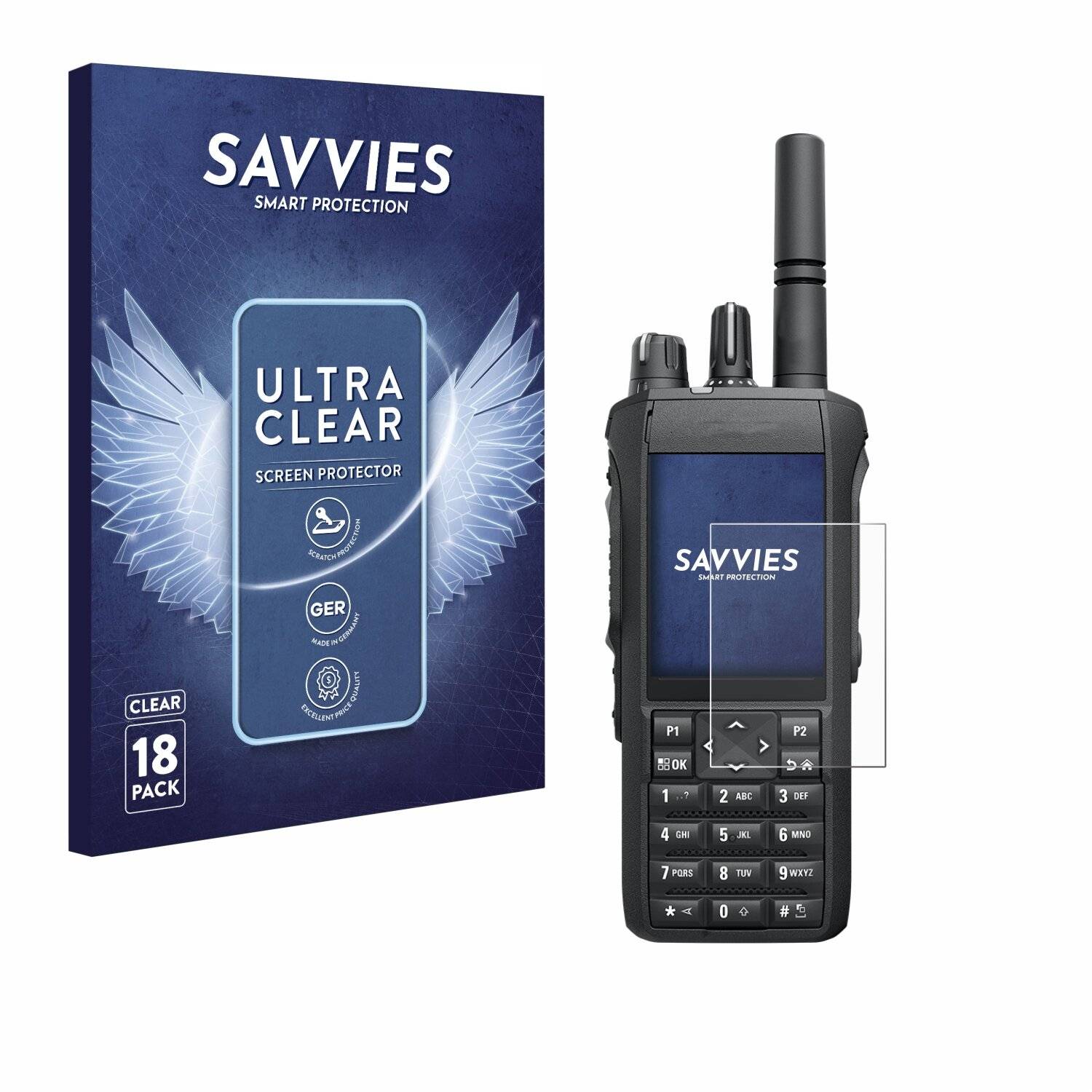 18x Savvies Displayschutz-Folie für Motorola Mototrbo