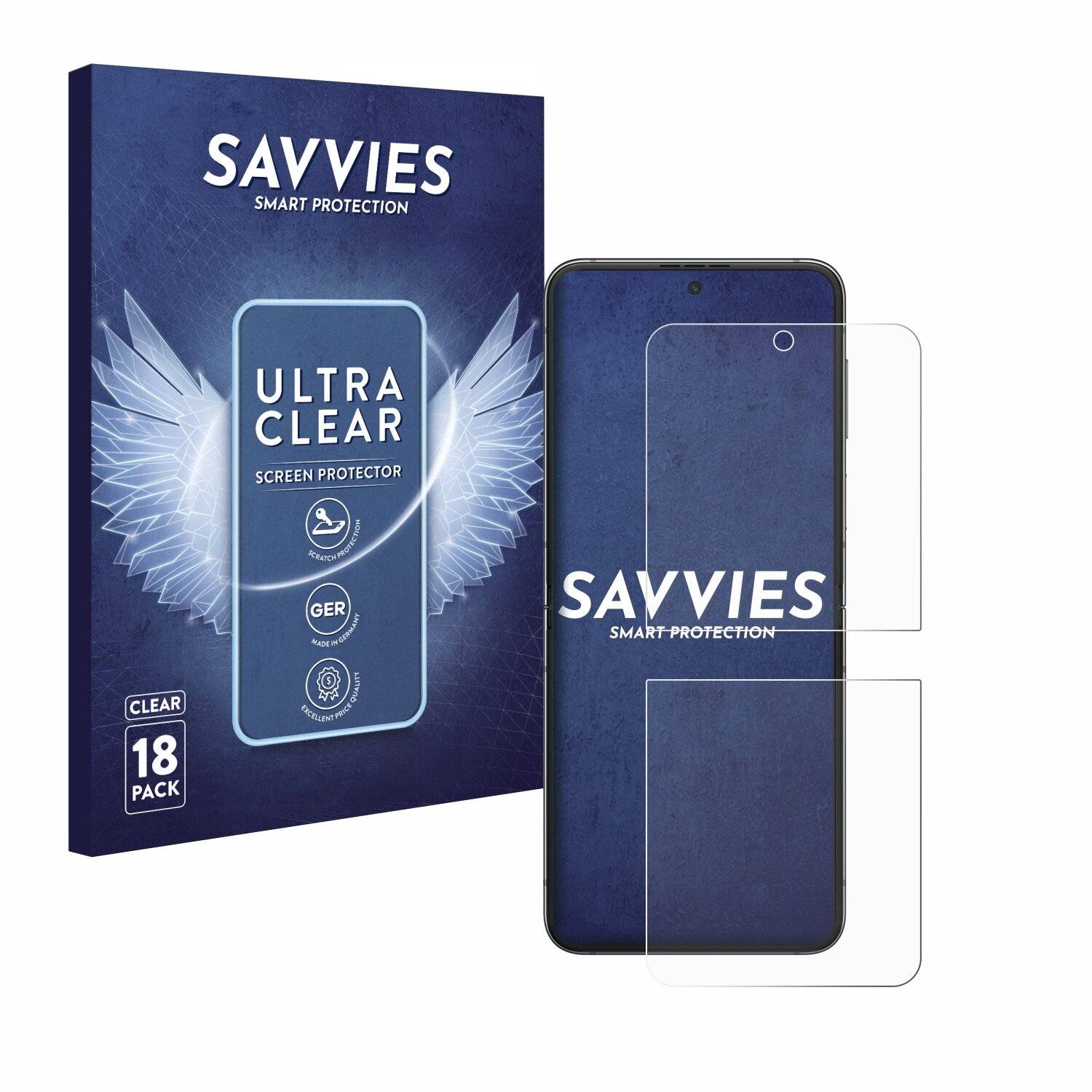 18x Savvies Displayschutz-Folie für Samsung Galaxy Z Flip