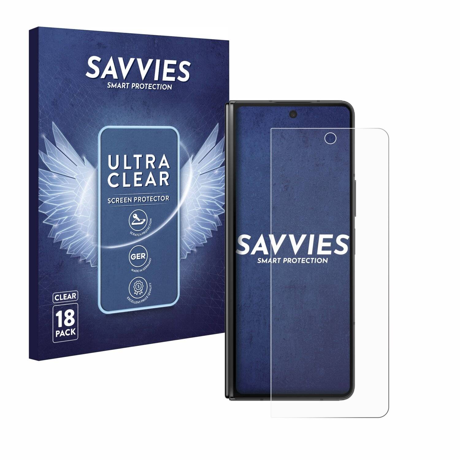 18x Savvies Displayschutz-Folie für Samsung Galaxy Z Fold