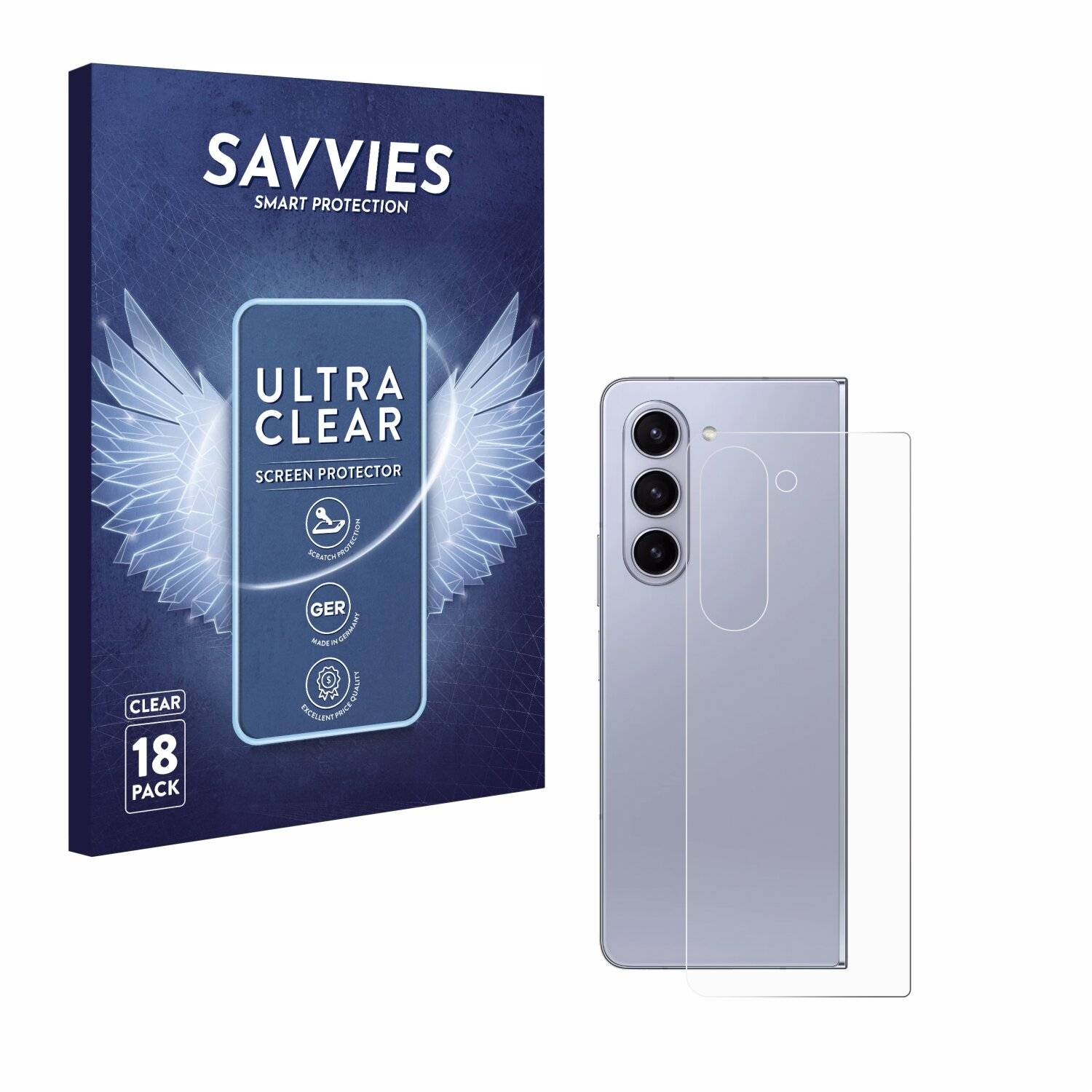 18x Savvies Displayschutz-Folie für Samsung Galaxy Z Fold 5