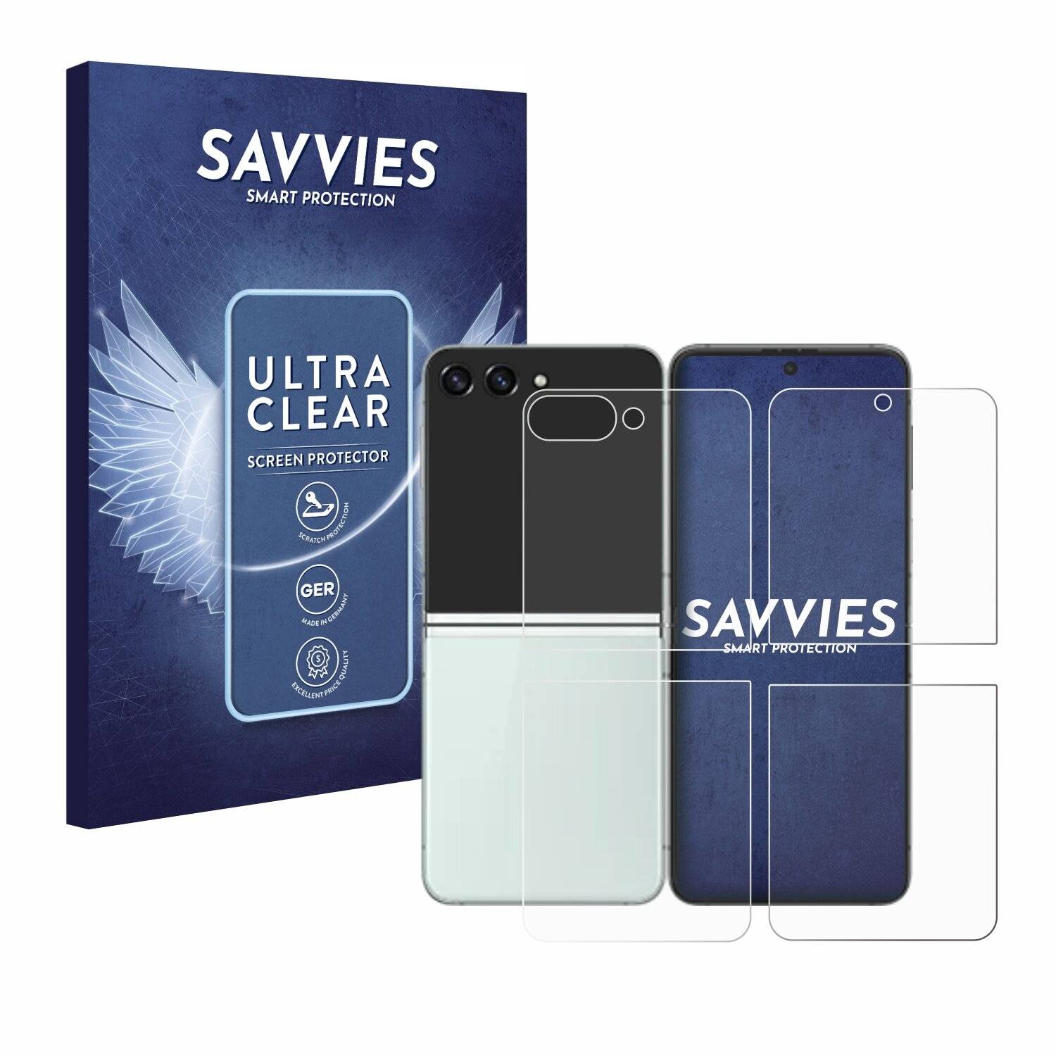 18x Savvies Displayschutz-Folie für Samsung Galaxy Z Flip 5