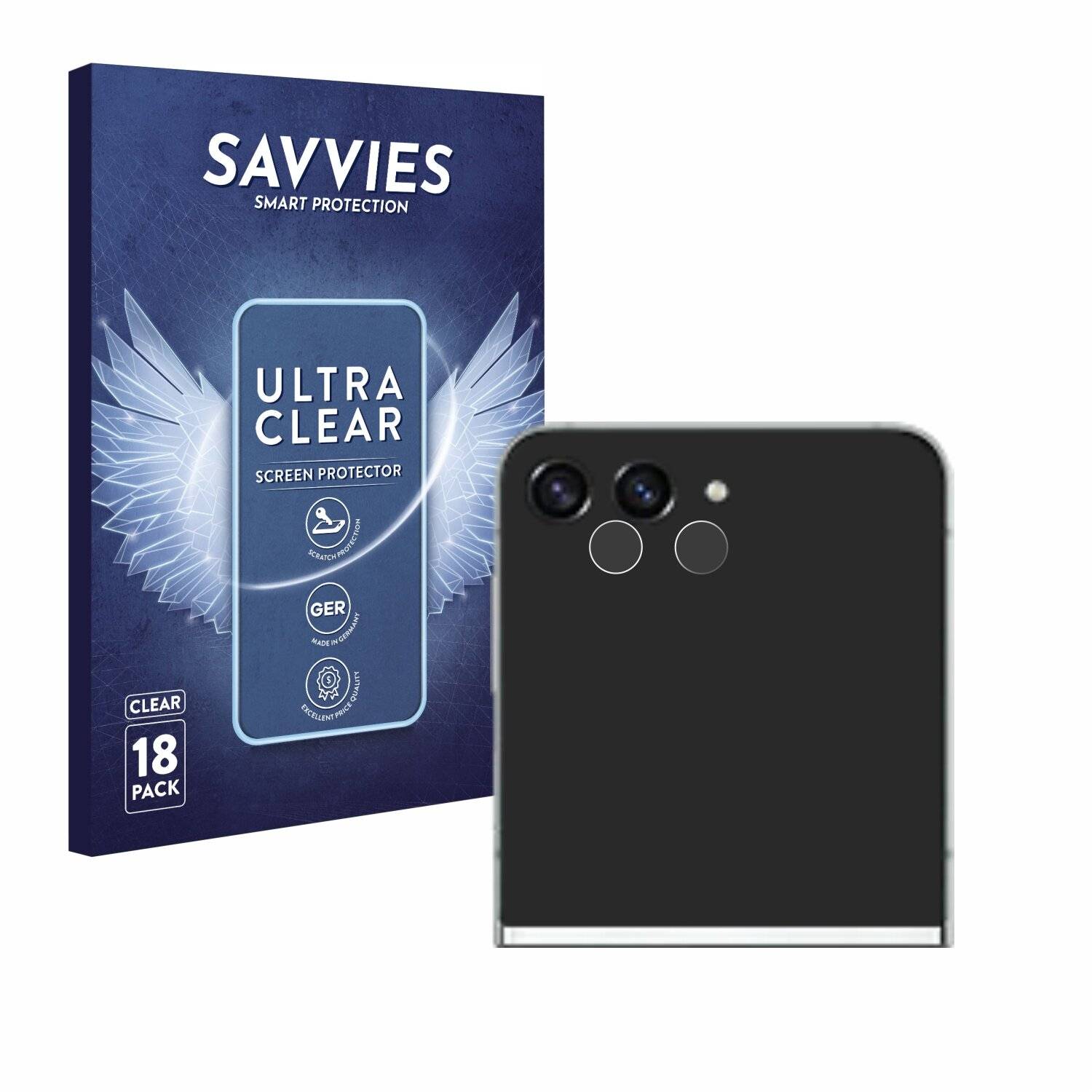 18x Savvies Displayschutz-Folie für Samsung Galaxy Z Flip 5 (NUR